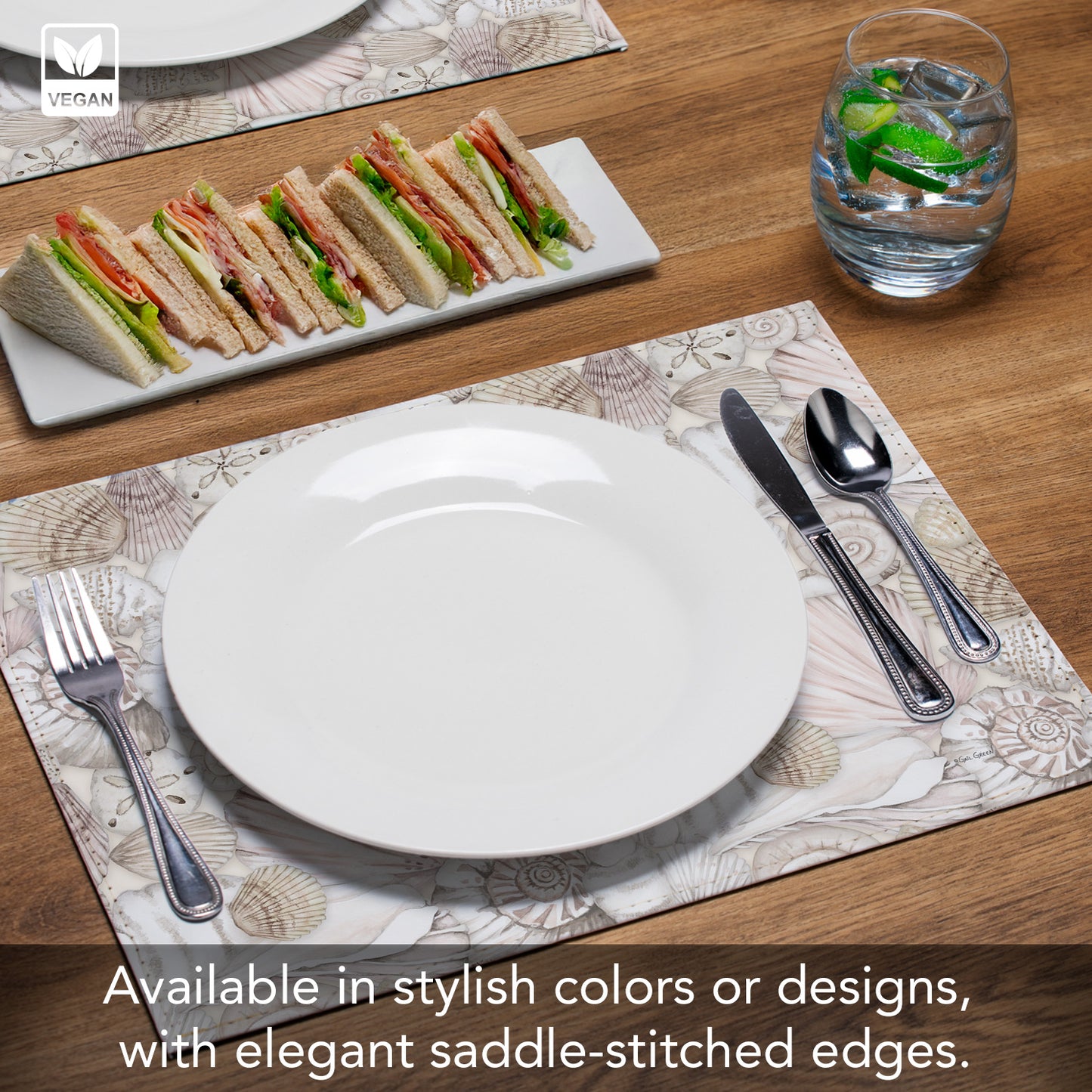 Peaceful Tide Luxurious Vegan Leather Placemat 4 Pack  Look and Feel of Genuine Leather Infused with Copper