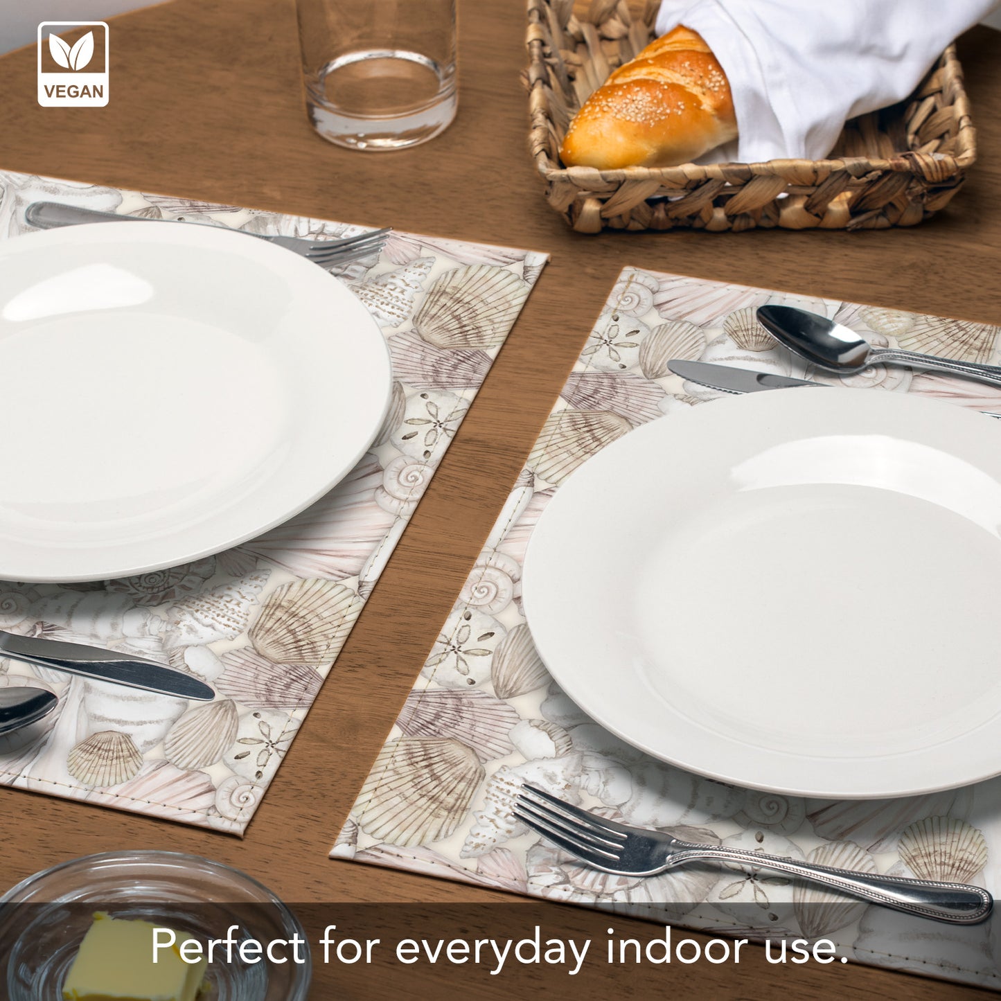 Peaceful Tide Luxurious Vegan Leather Placemat 4 Pack  Look and Feel of Genuine Leather Infused with Copper