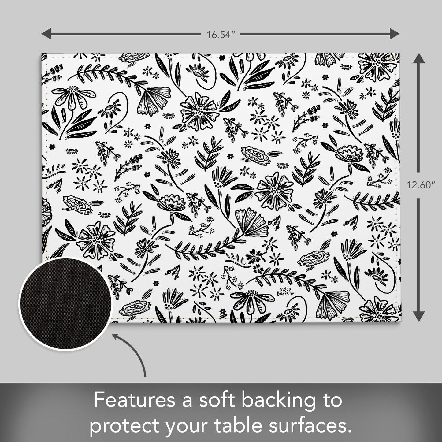 Floral Home Luxurious Vegan Leather Placemats 4 Pack Look and Feel of Genuine Leather Infused with Copper