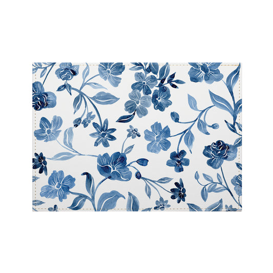 Dainty Blues Luxurious Vegan Leather Placemats 4 Pack Look and Feel of Genuine Leather Infused with Copper