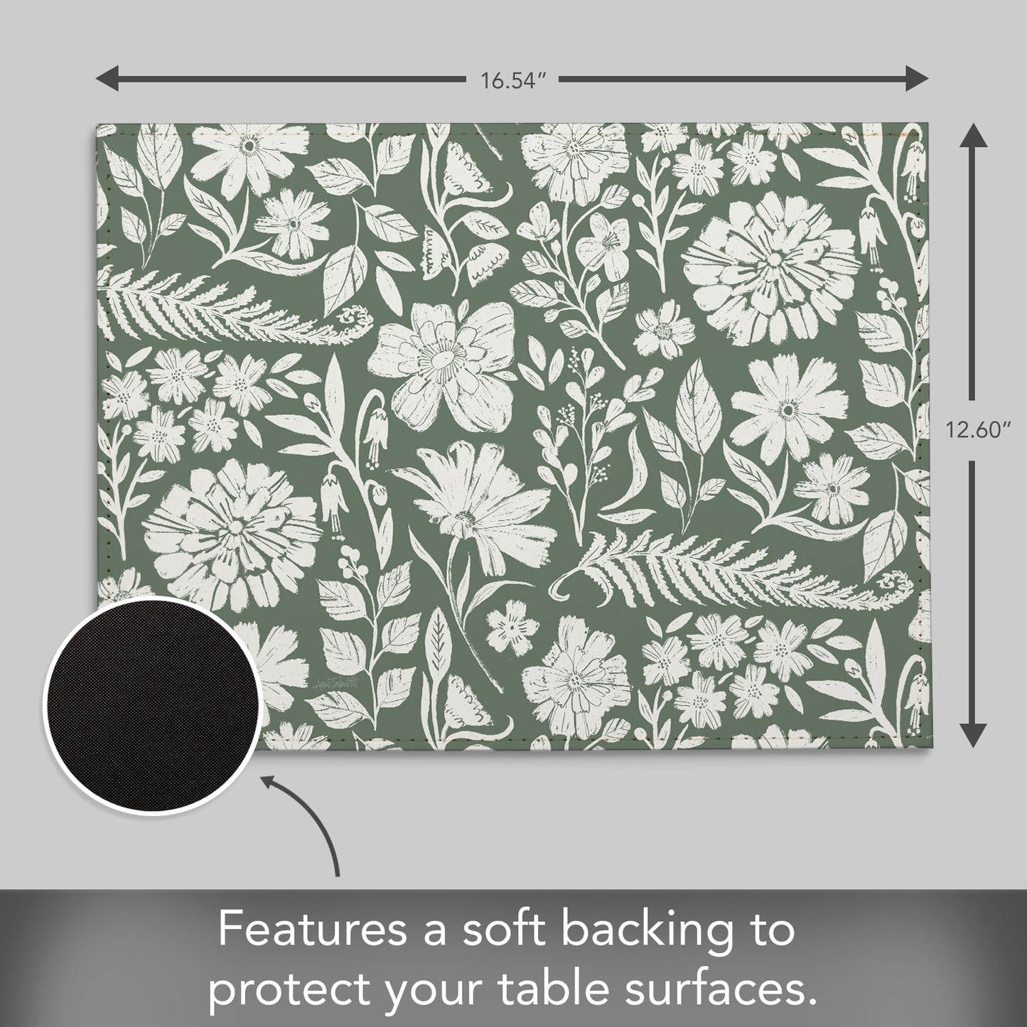 Flower Fest Luxurious Vegan Leather Placemats 4 Pack Look and Feel of Genuine Leather Infused with Copper