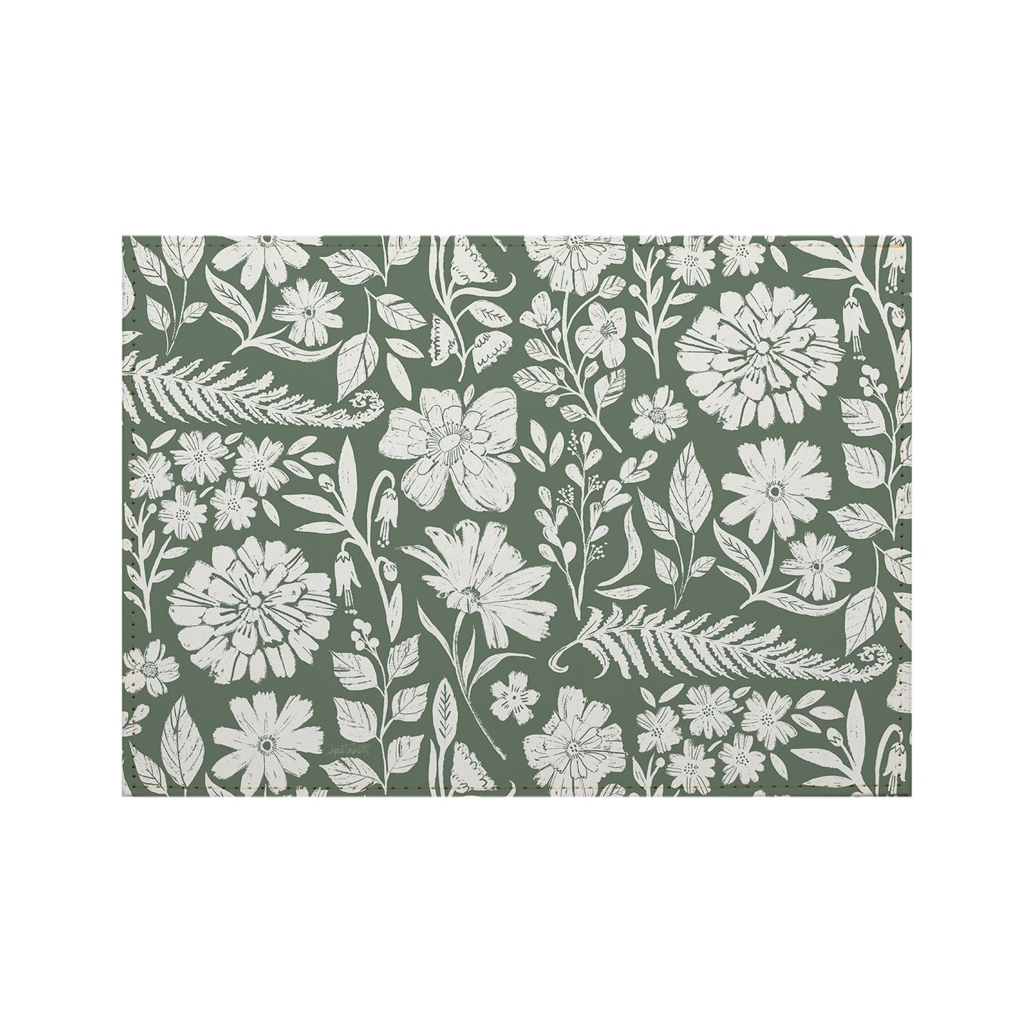 Flower Fest Luxurious Vegan Leather Placemats 4 Pack Look and Feel of Genuine Leather Infused with Copper
