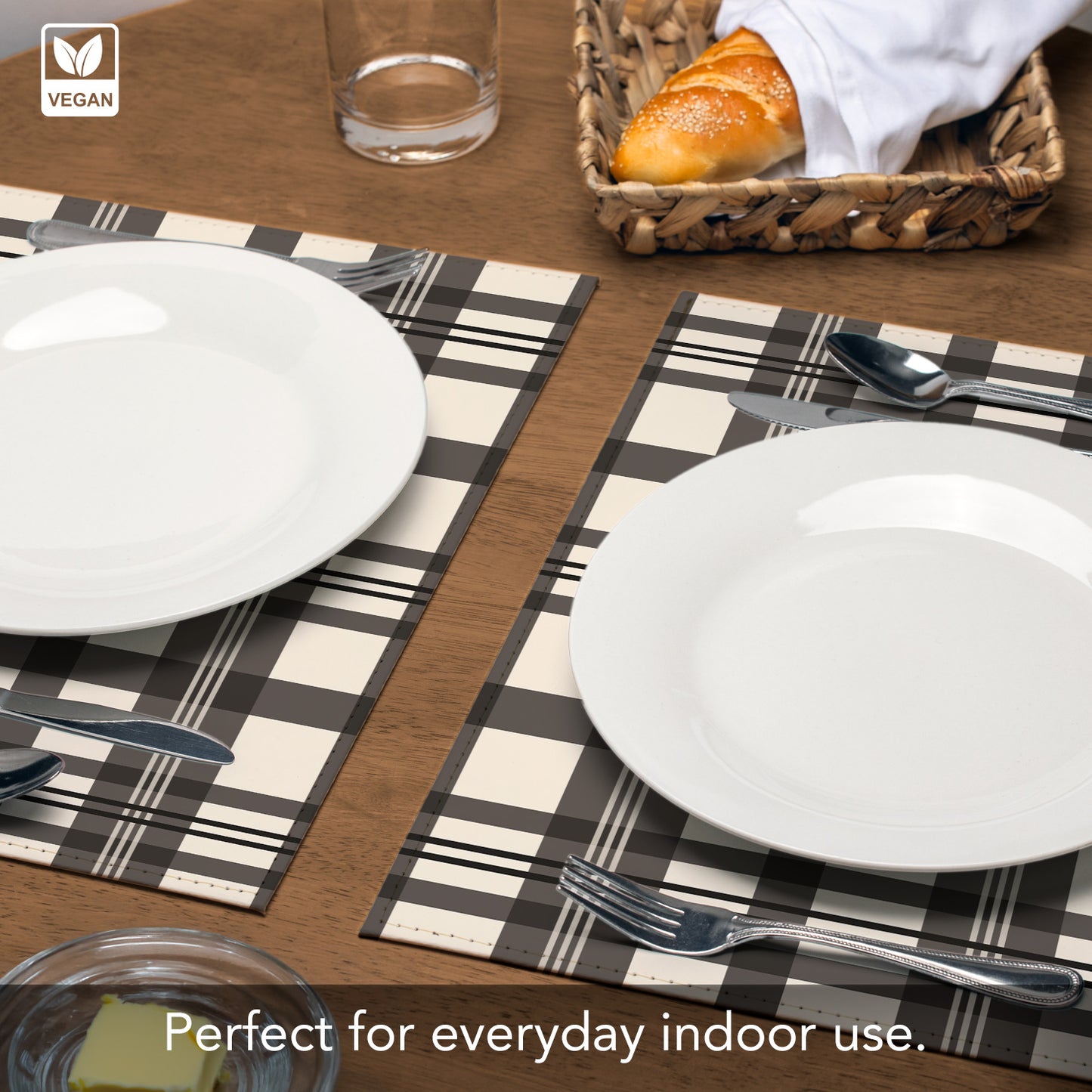 Lodge Look Luxurious Vegan Leather Placemats 4 Pack Look and Feel of Genuine Leather Infused with Copper