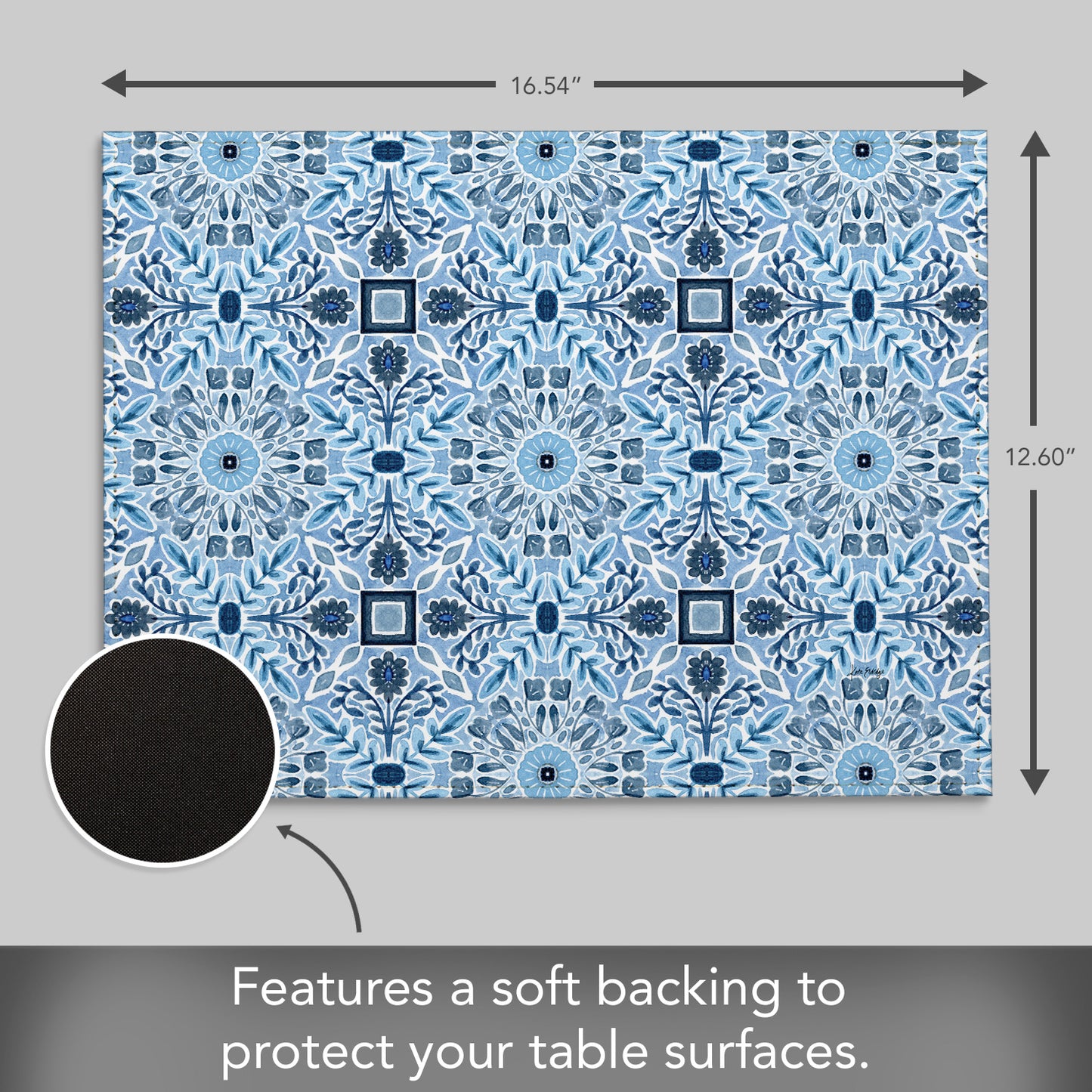 Geo Floral Luxurious Vegan Leather Placemat 4 Pack  Look and Feel of Genuine Leather Infused with Copper