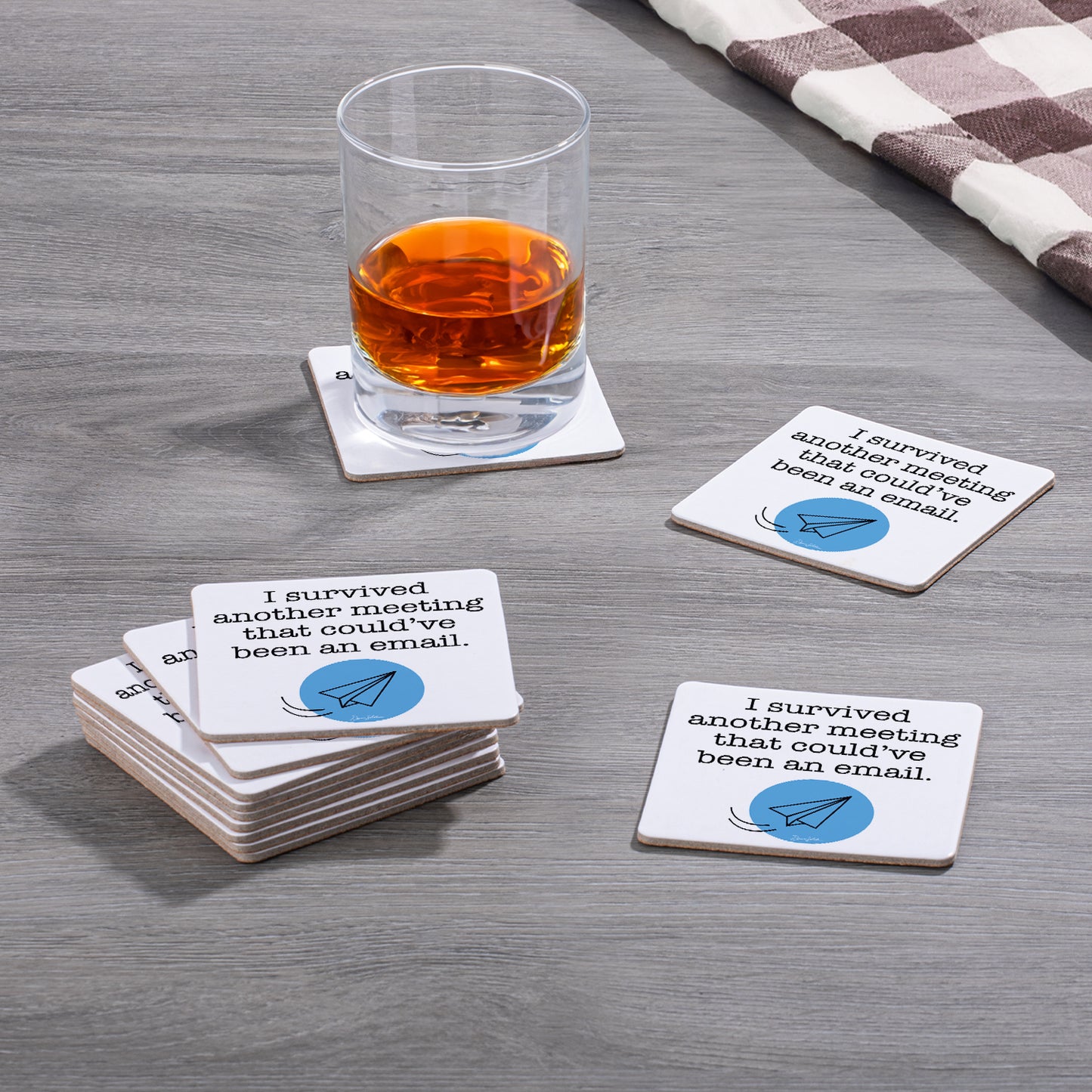 Thirstystone Email 12-Pack Cork Back Paper Bar Coasters Made in The USA Humourous Quotes Attractive Designs