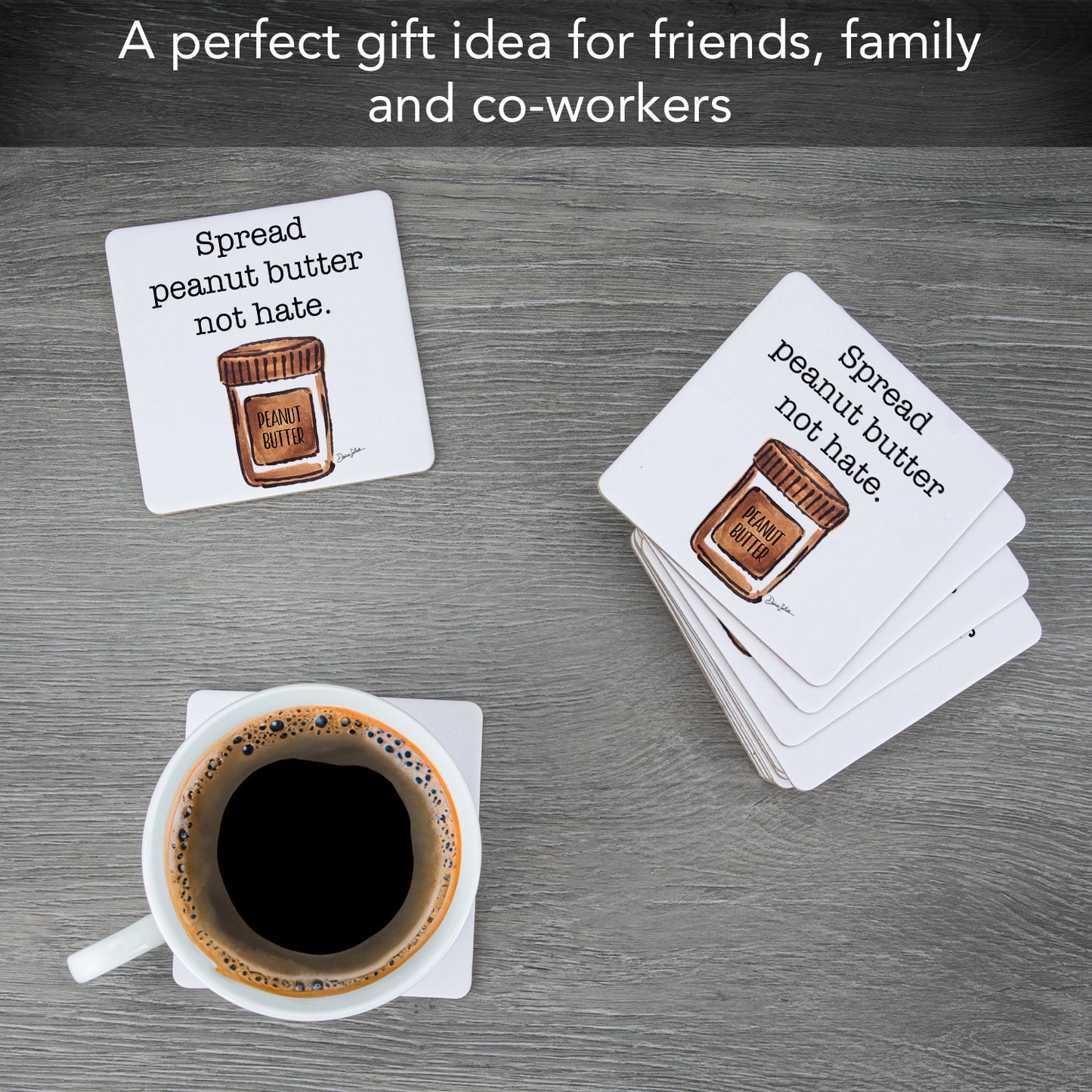 Thirstystone Peanut Butter 12-Pack Cork Back Paper Bar Coasters Made in The USA Humourous Quotes Attractive Designs