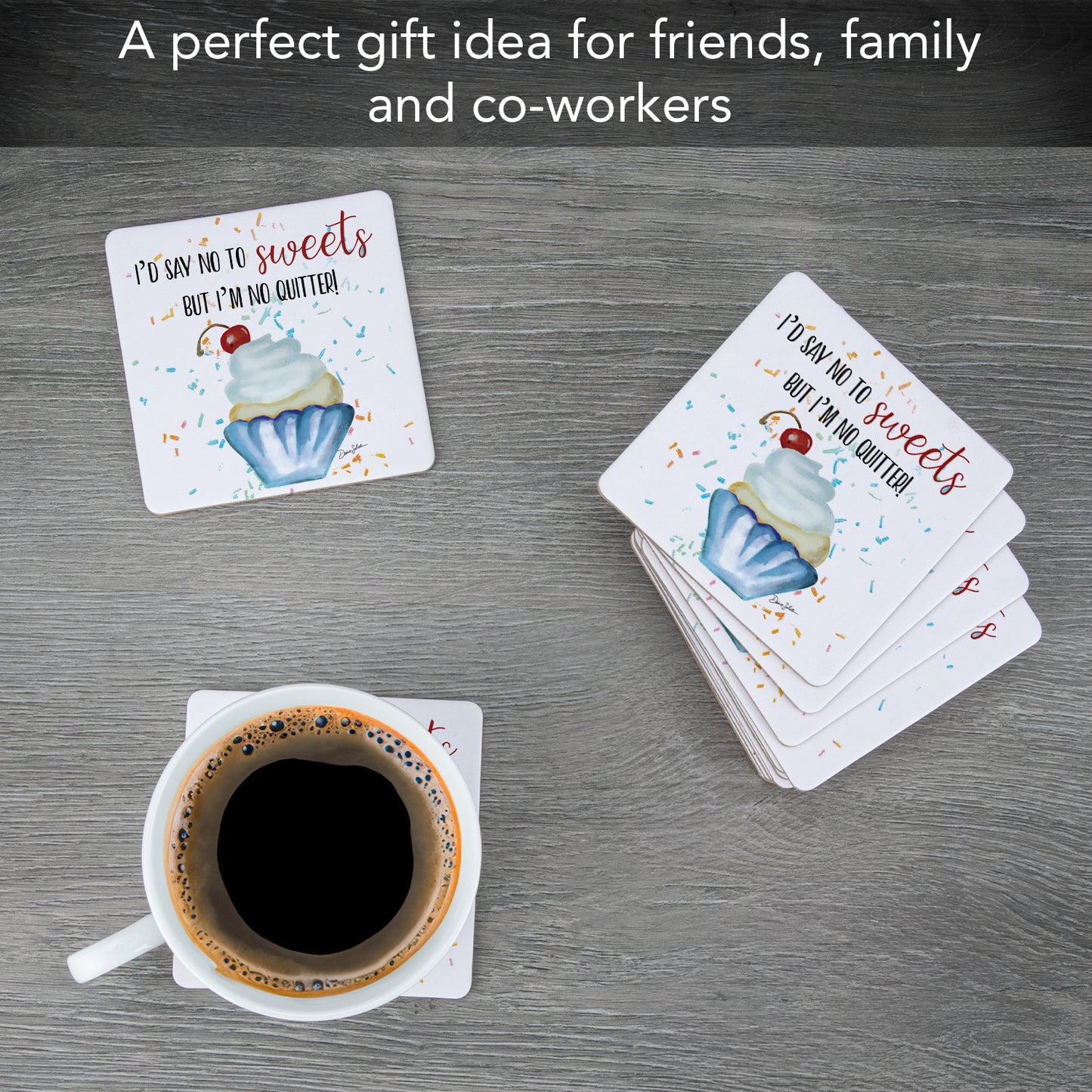Thirstystone No Sweets 12-Pack Cork Back Paper Bar Coasters Made in The USA Humourous Quotes Attractive Designs