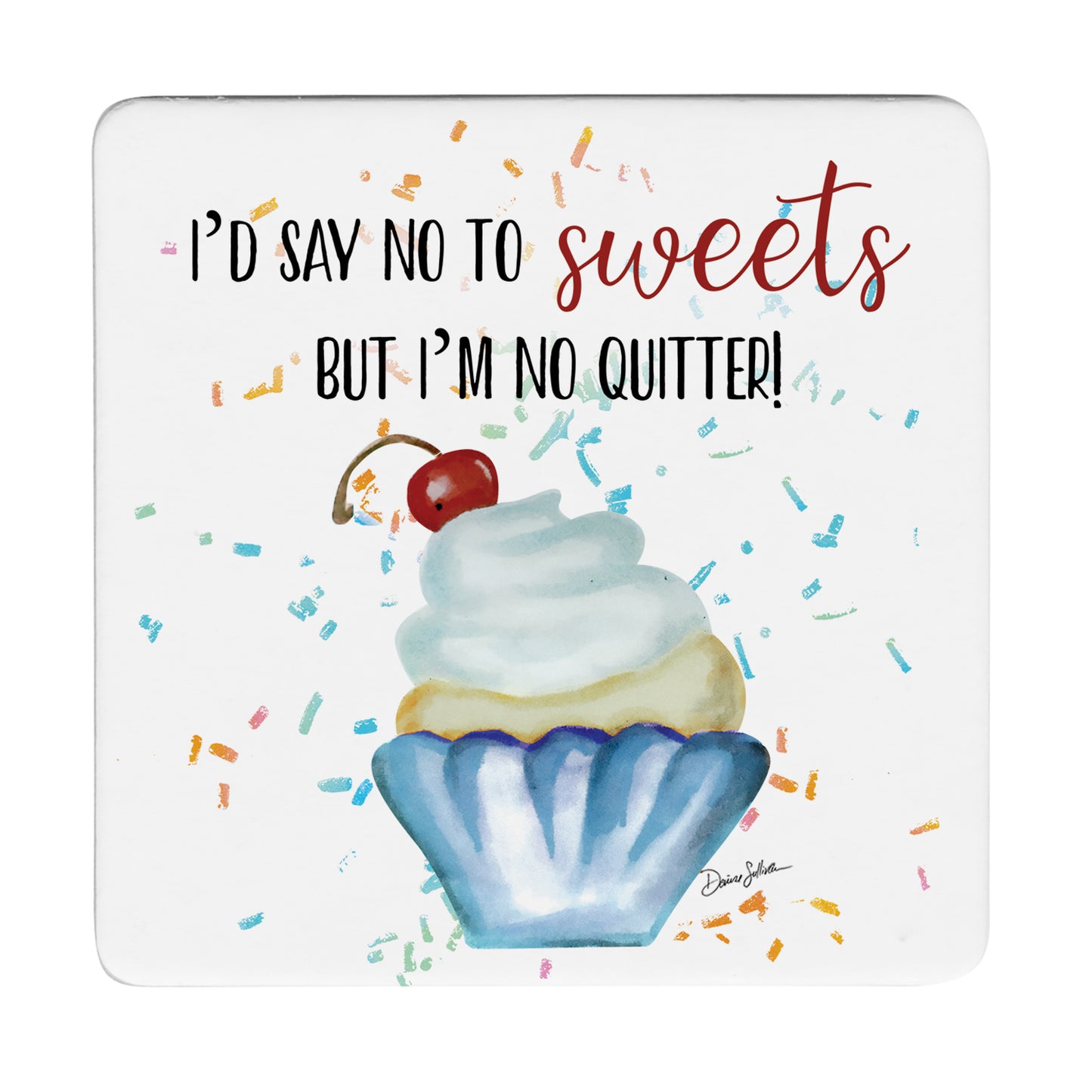 Thirstystone No Sweets 12-Pack Cork Back Paper Bar Coasters Made in The USA Humourous Quotes Attractive Designs