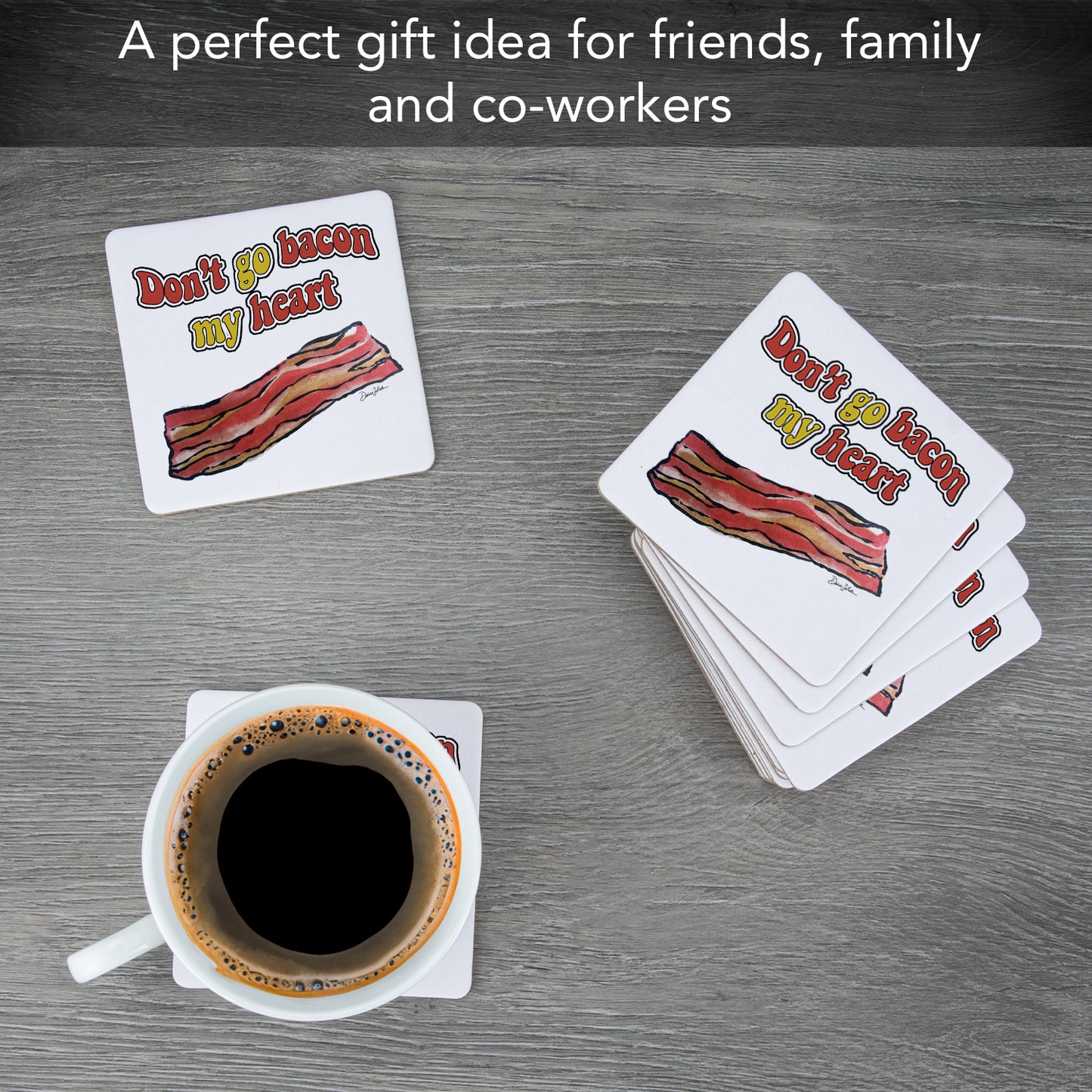 Thirstystone Bacon My Heart 12-Pack Cork Back Paper Bar Coasters Made in The USA Humourous Quotes Attractive Designs