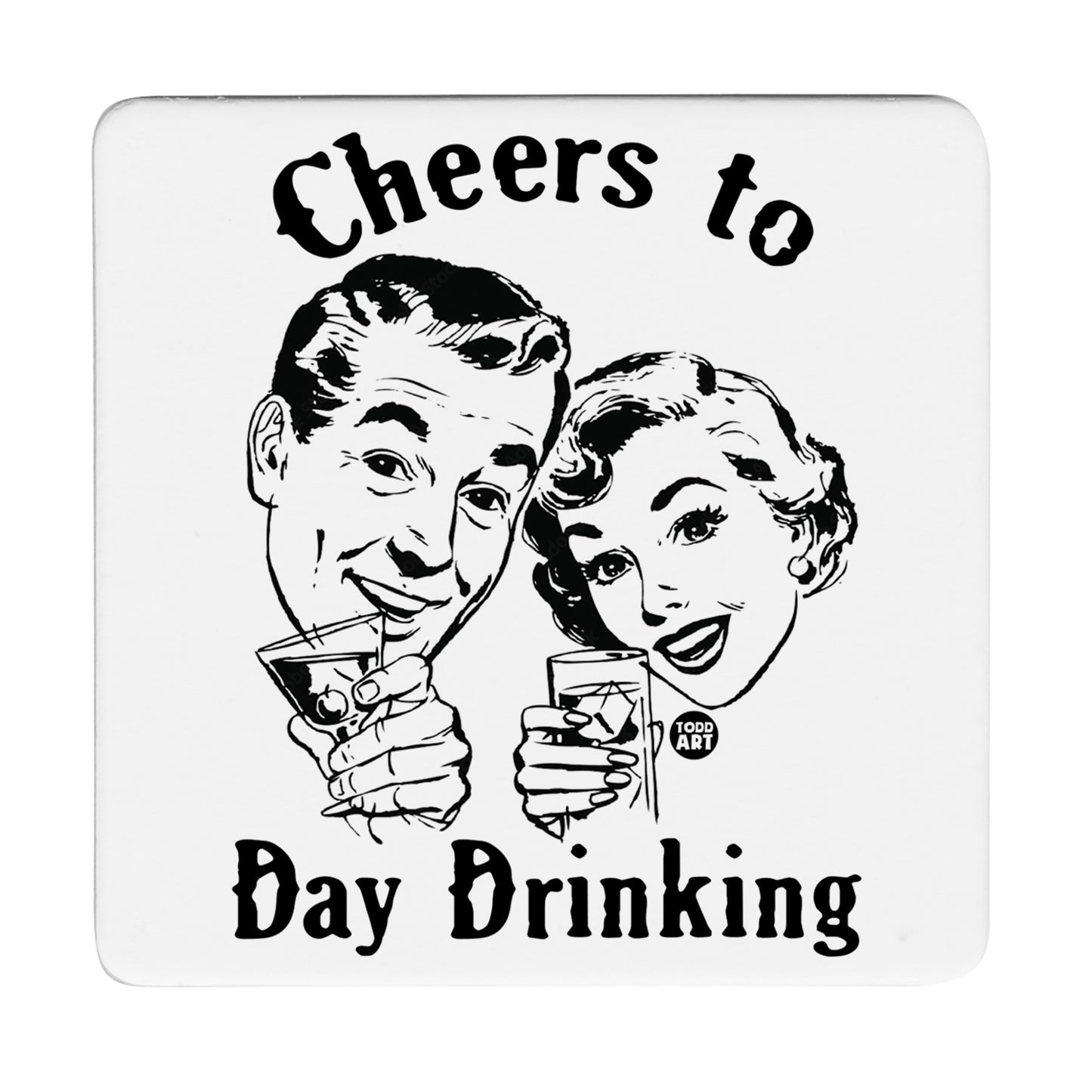 Thirstystone Day Drinking 12-Pack Cork Back Paper Bar Coasters Made in The USA Humourous Quotes Attractive Designs