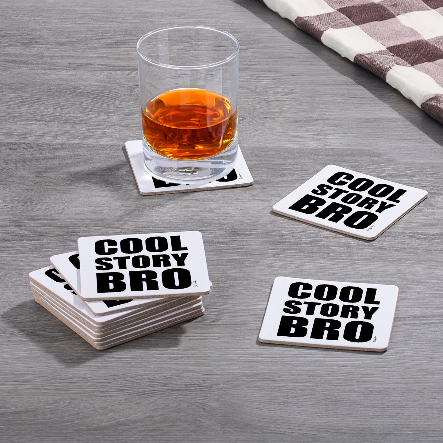 Thirstystone Cool Story 12-Pack Cork Back Paper Bar Coasters Made in The USA Humourous Quotes Attractive Designs