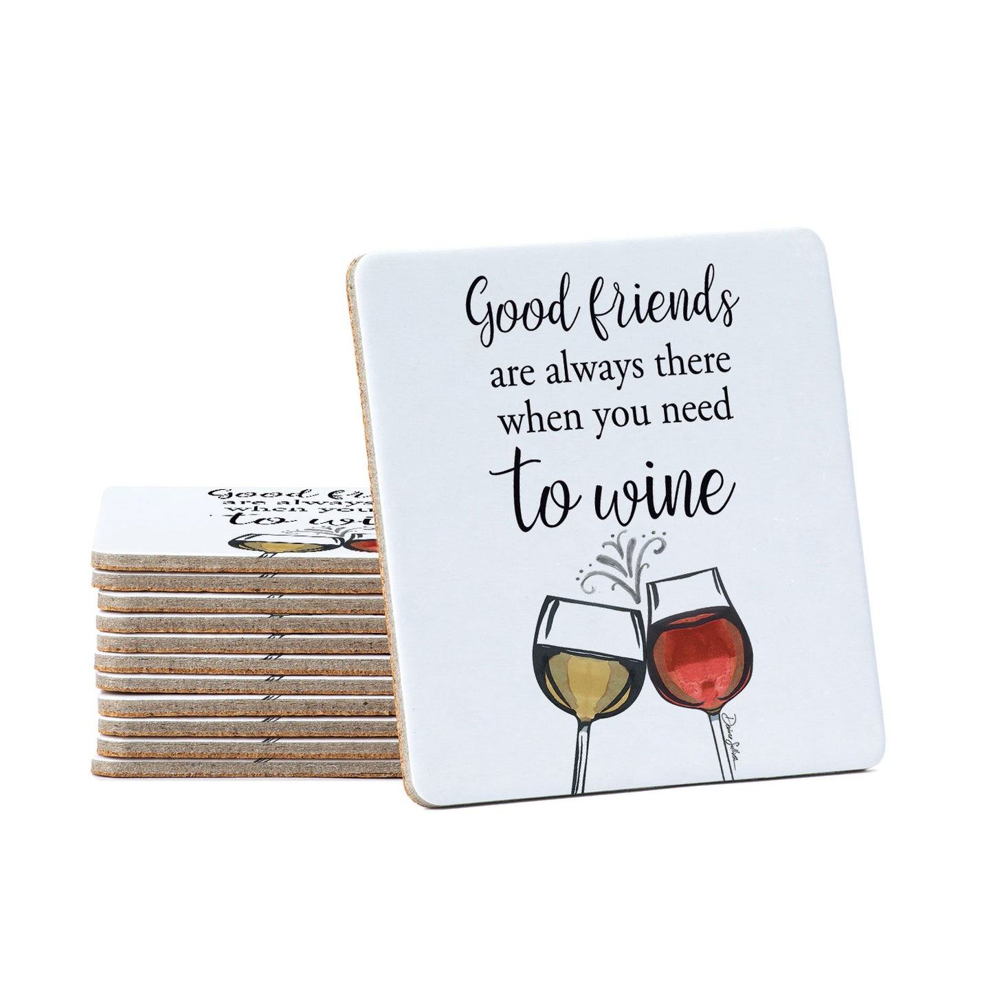 Thirstystone Good Friends 12-Pack Cork Back Paper Bar Coasters Made in The USA Humourous Quotes Attractive Designs