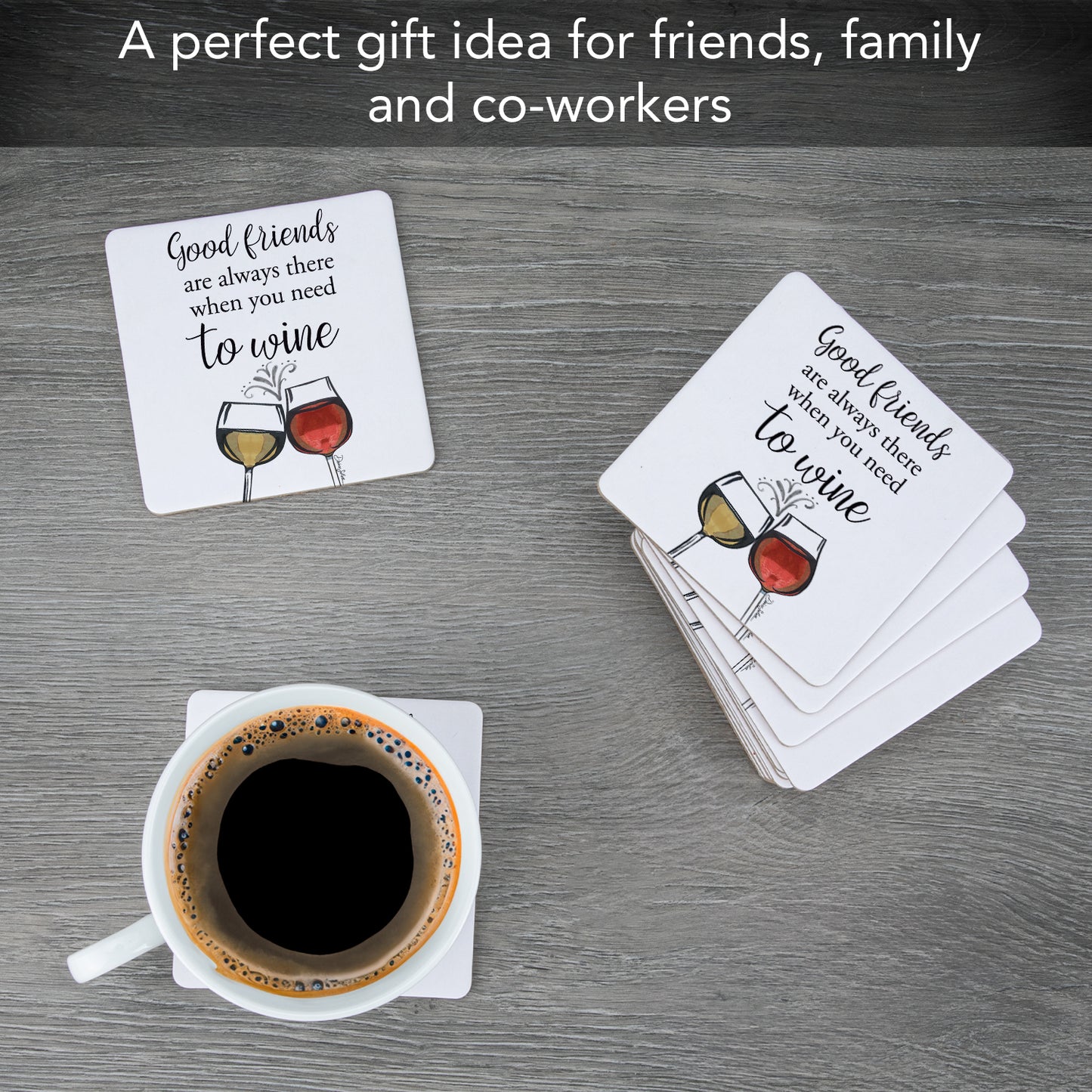 Thirstystone Good Friends 12-Pack Cork Back Paper Bar Coasters Made in The USA Humourous Quotes Attractive Designs