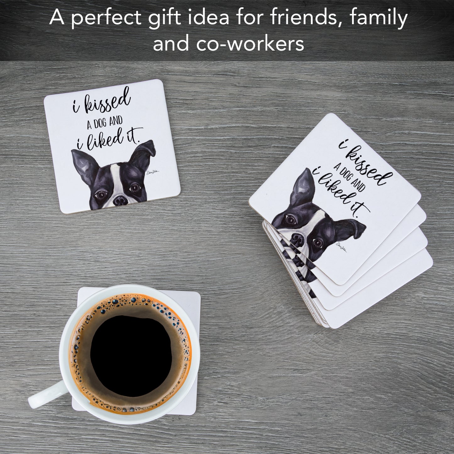 Thirstystone Kissed A Dog 12-Pack Cork Back Paper Bar Coasters Made in The USA Humourous Quotes Attractive Designs