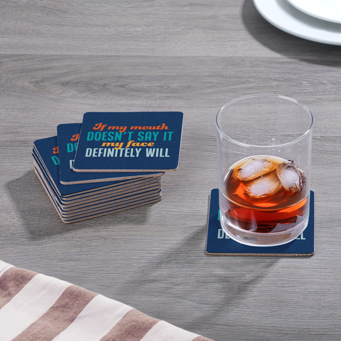 Thirstystone Say It 12-Pack Cork Back Paper Bar Coasters Made in The USA Humourous Quotes Attractive Designs