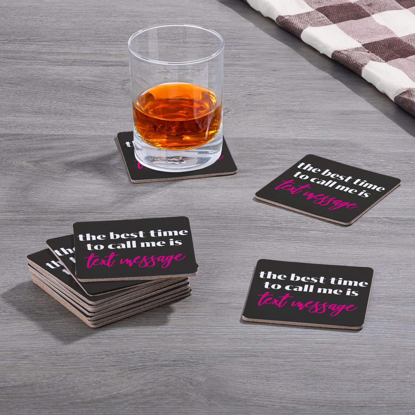 Thirstystone Text Me 12-Pack Cork Back Paper Bar Coasters Made in The USA Humourous Quotes Attractive Designs