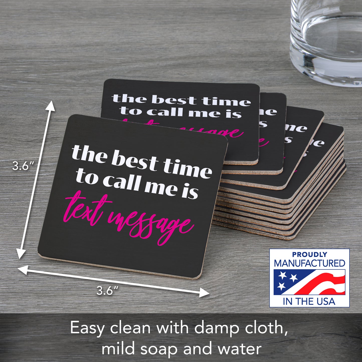 Thirstystone Text Me 12-Pack Cork Back Paper Bar Coasters Made in The USA Humourous Quotes Attractive Designs