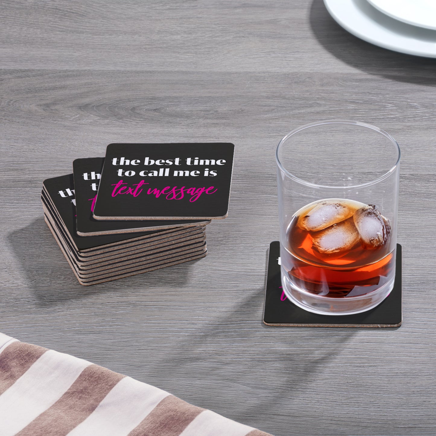 Thirstystone Text Me 12-Pack Cork Back Paper Bar Coasters Made in The USA Humourous Quotes Attractive Designs