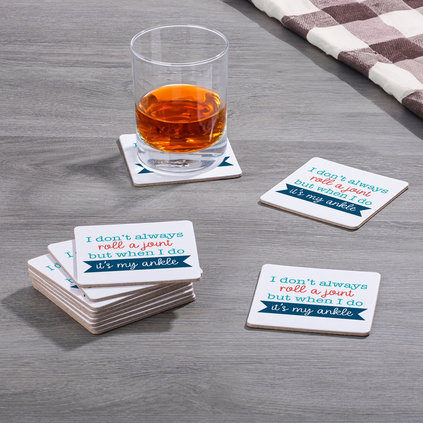 Thirstystone Roll A Joint 12-Pack Cork Back Paper Bar Coasters Made in The USA Humourous Quotes Attractive Designs