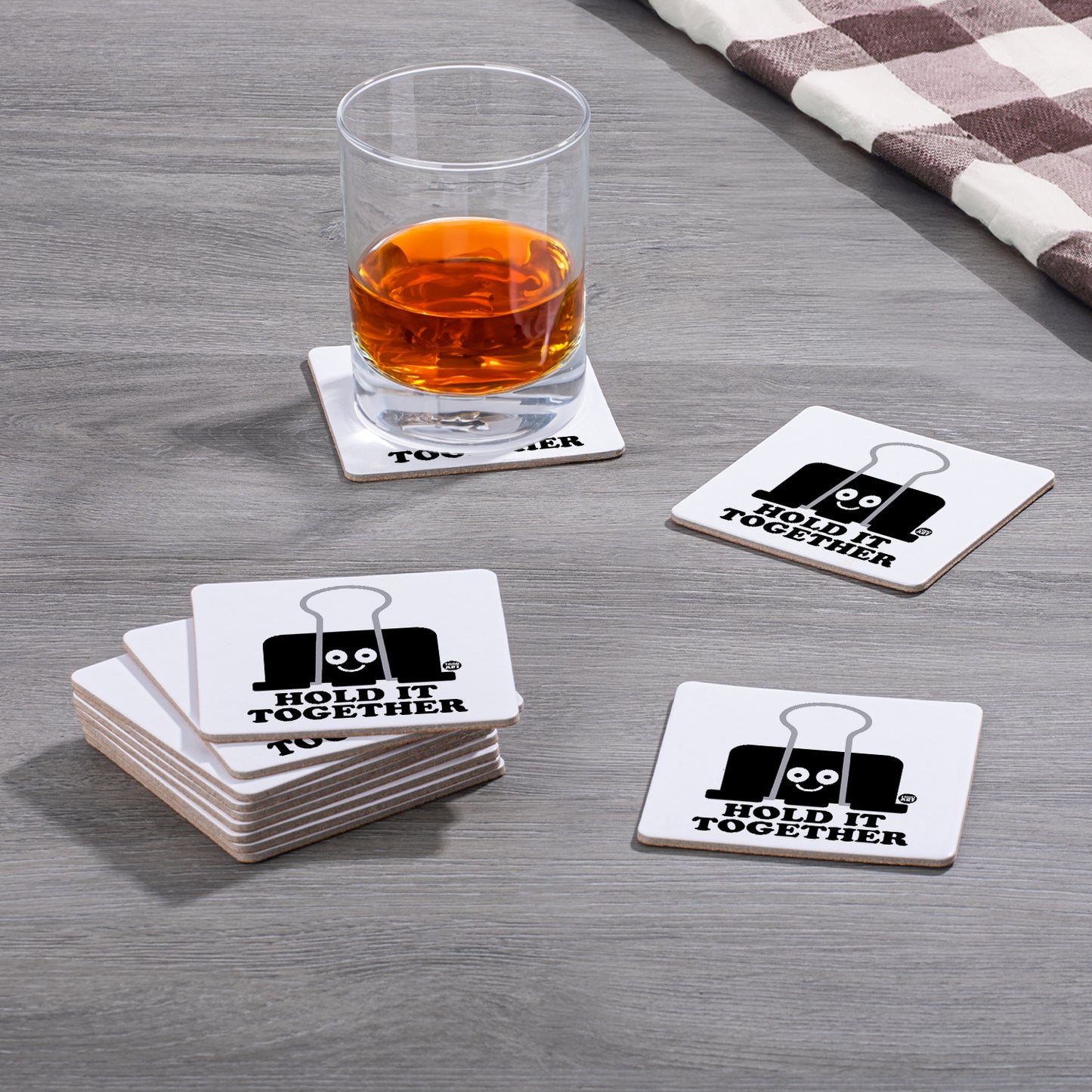 Thirstystone Hold It Together 12-Pack Cork Back Paper Bar Coasters Made in The USA Humourous Quotes Attractive Designs