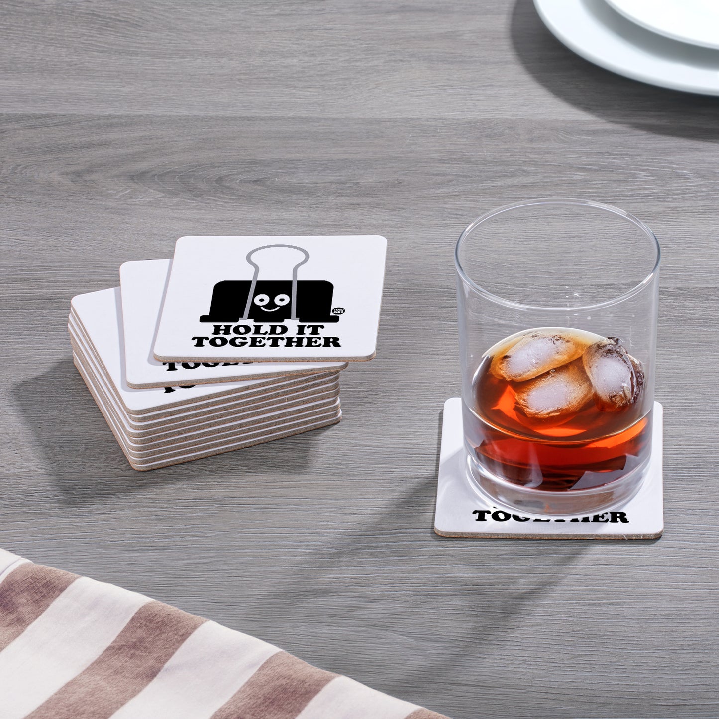 Thirstystone Hold It Together 12-Pack Cork Back Paper Bar Coasters Made in The USA Humourous Quotes Attractive Designs