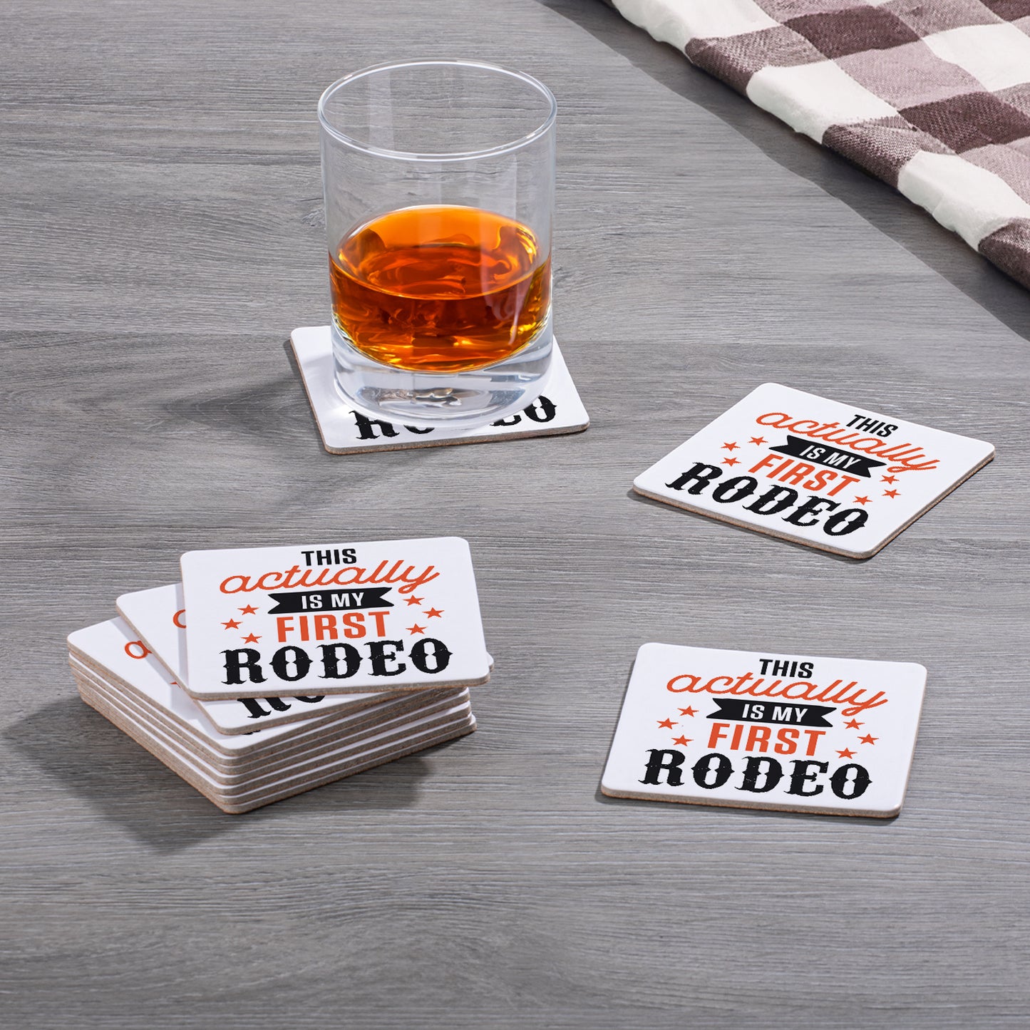 Thirstystone My First Rodeo 12-Pack Cork Back Paper Bar Coasters Made in The USA Humourous Quotes Attractive Designs
