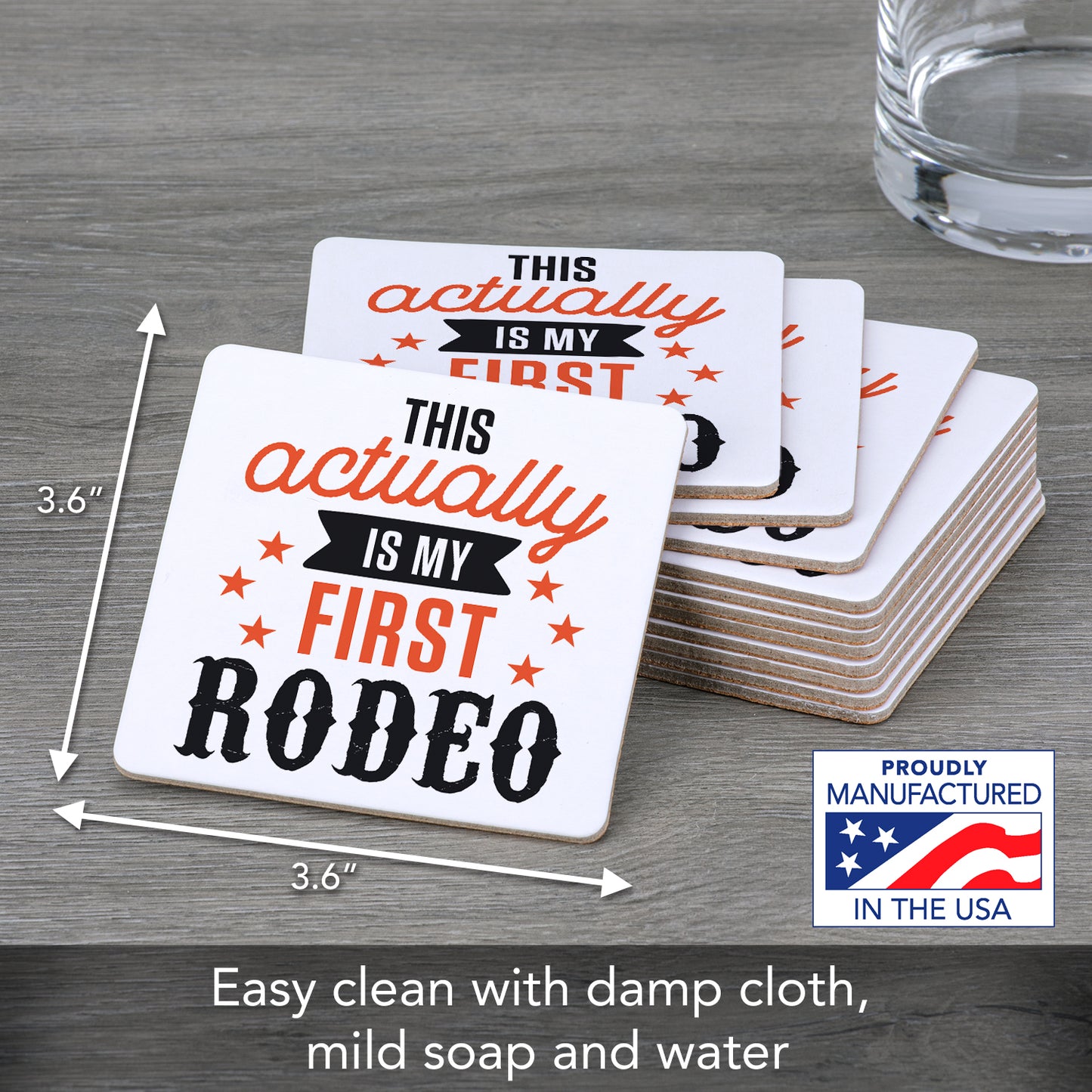 Thirstystone My First Rodeo 12-Pack Cork Back Paper Bar Coasters Made in The USA Humourous Quotes Attractive Designs