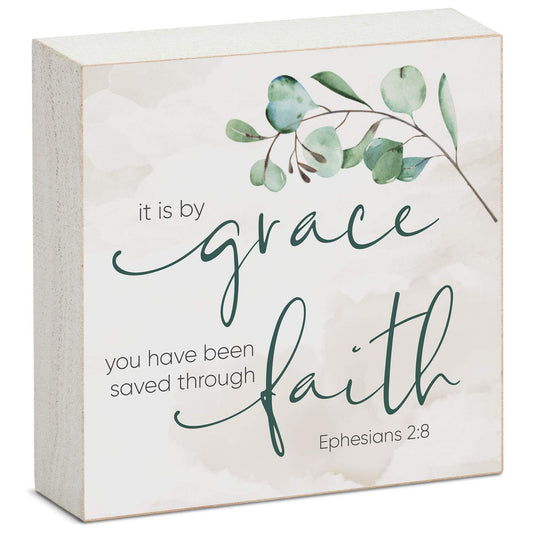Grace Decorative Faith Driven Wooden Home Accent Sign 3.75" Square Made in the USA