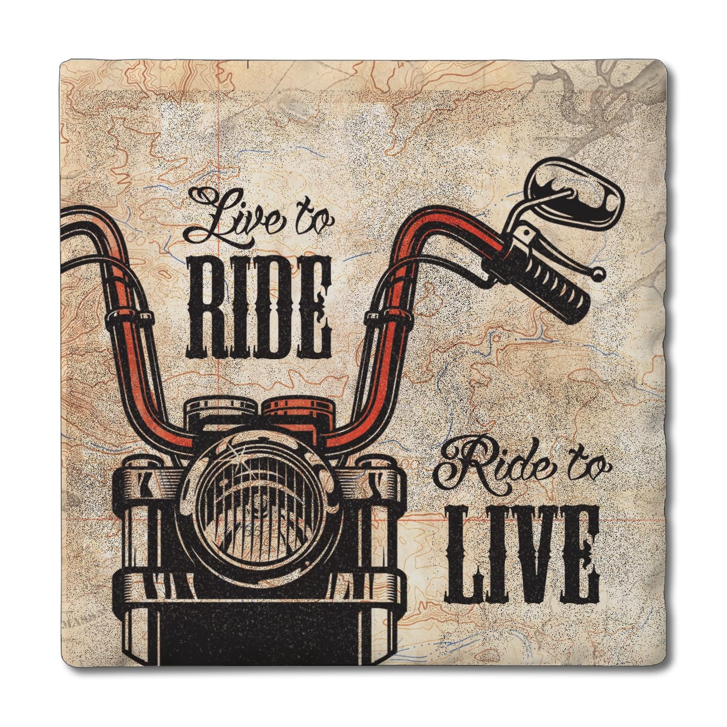 Thirstystone Live to Ride 4-Pack Tumbled Tile Stone Coasters 4" Square Manufactured in the USA