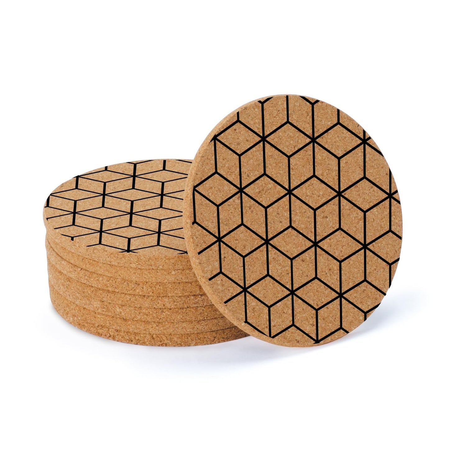 Thirstystone Cubes 8-Pack Thick Natural Cork Coasters Manufactured in The USA Eco-Friendly Absorbent Durable