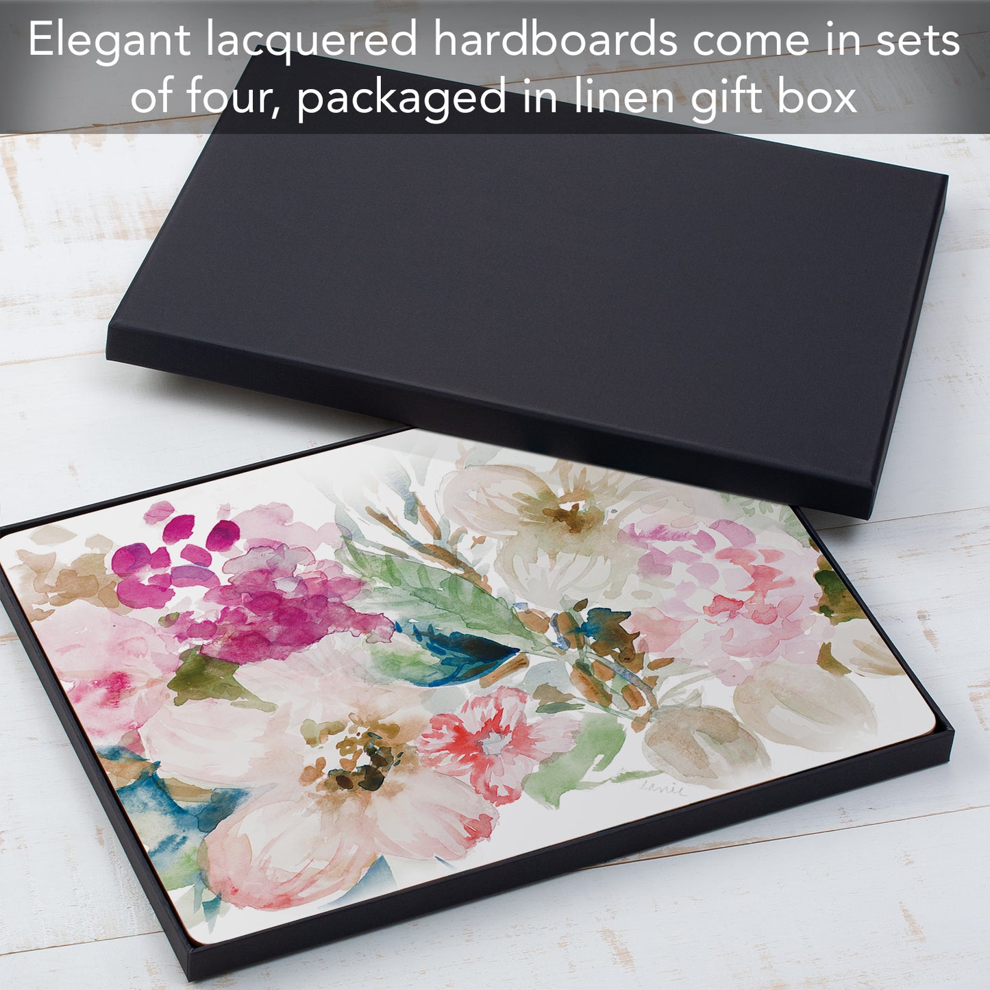 Cala Home Fragrant Spring Premium Decorative Hardboard Cork Back Placemats 4 Pack Manufactured in the USA