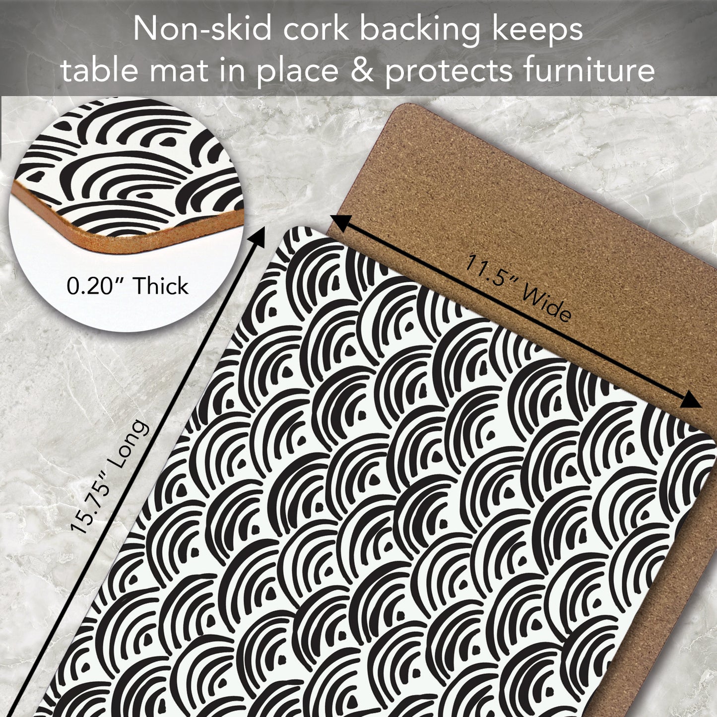 CounterArt Arches Premium Decorative Hardboard Tabletop Placemats 4-Pack Manufactured in The USA Heat Tolerant and Easily Wipes Clean