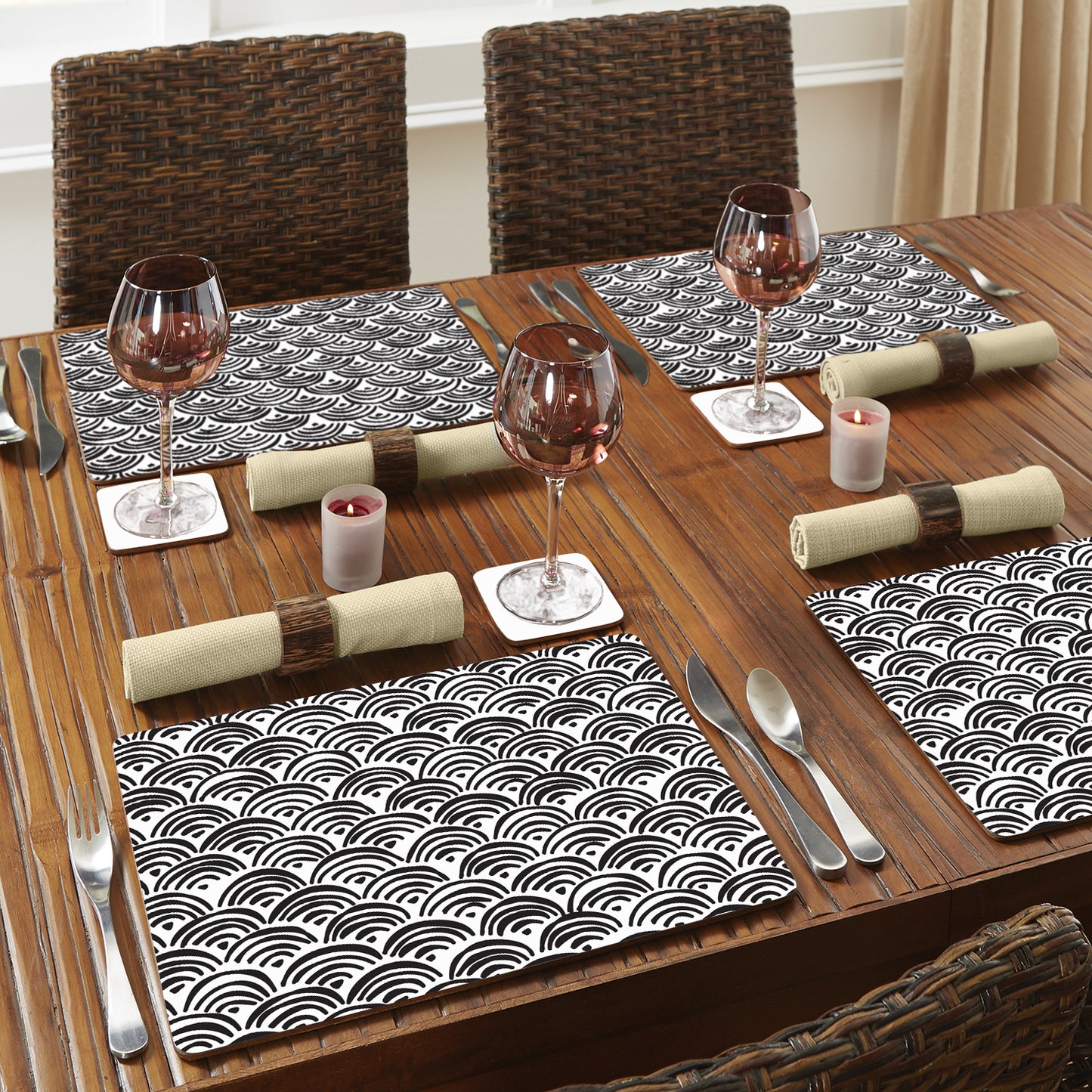 CounterArt Arches Premium Decorative Hardboard Tabletop Placemats 4-Pack Manufactured in The USA Heat Tolerant and Easily Wipes Clean