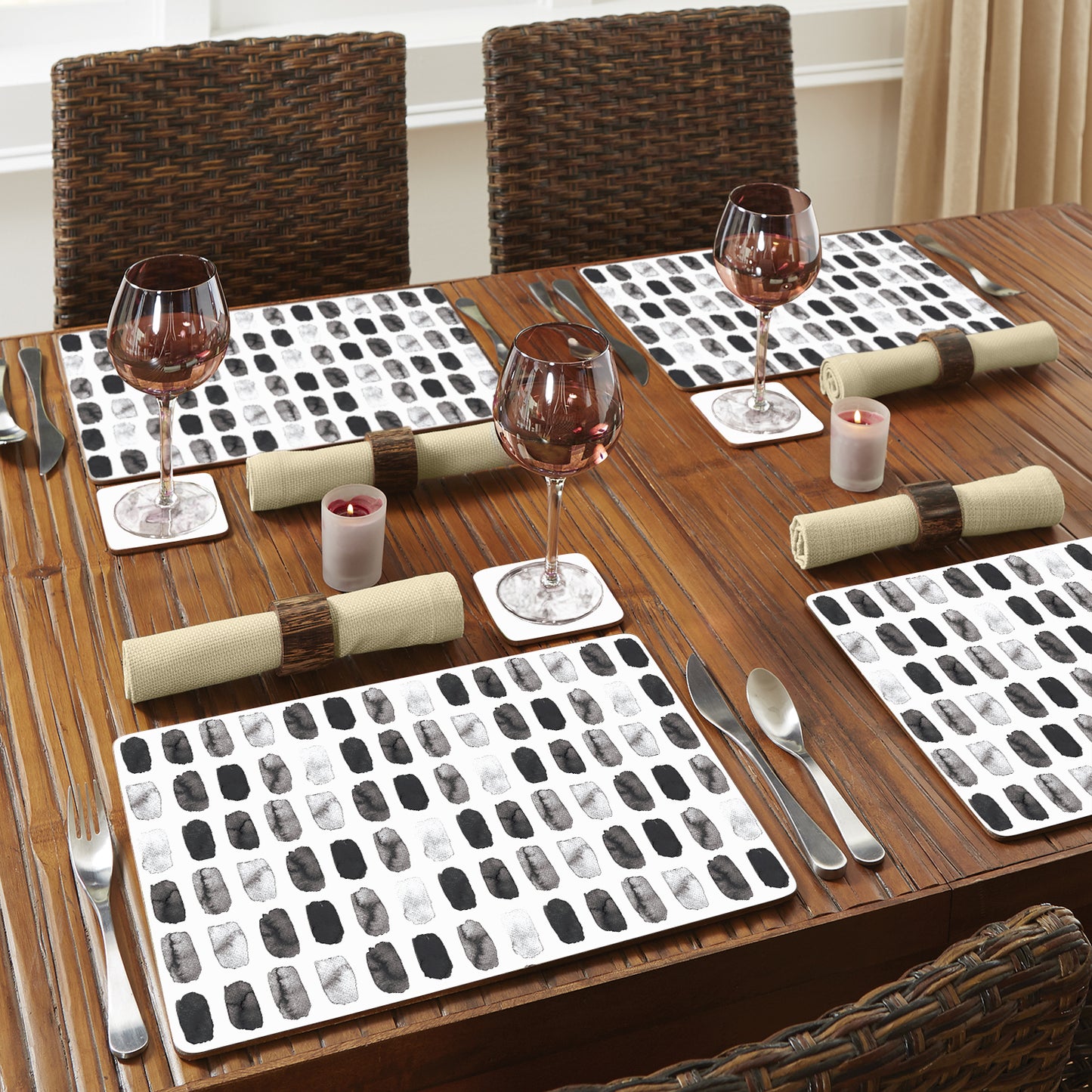 CounterArt Paint Stripes Premium Decorative Hardboard Tabletop Placemats 4-Pack Manufactured in The USA Heat Tolerant and Easily Wipes Clean