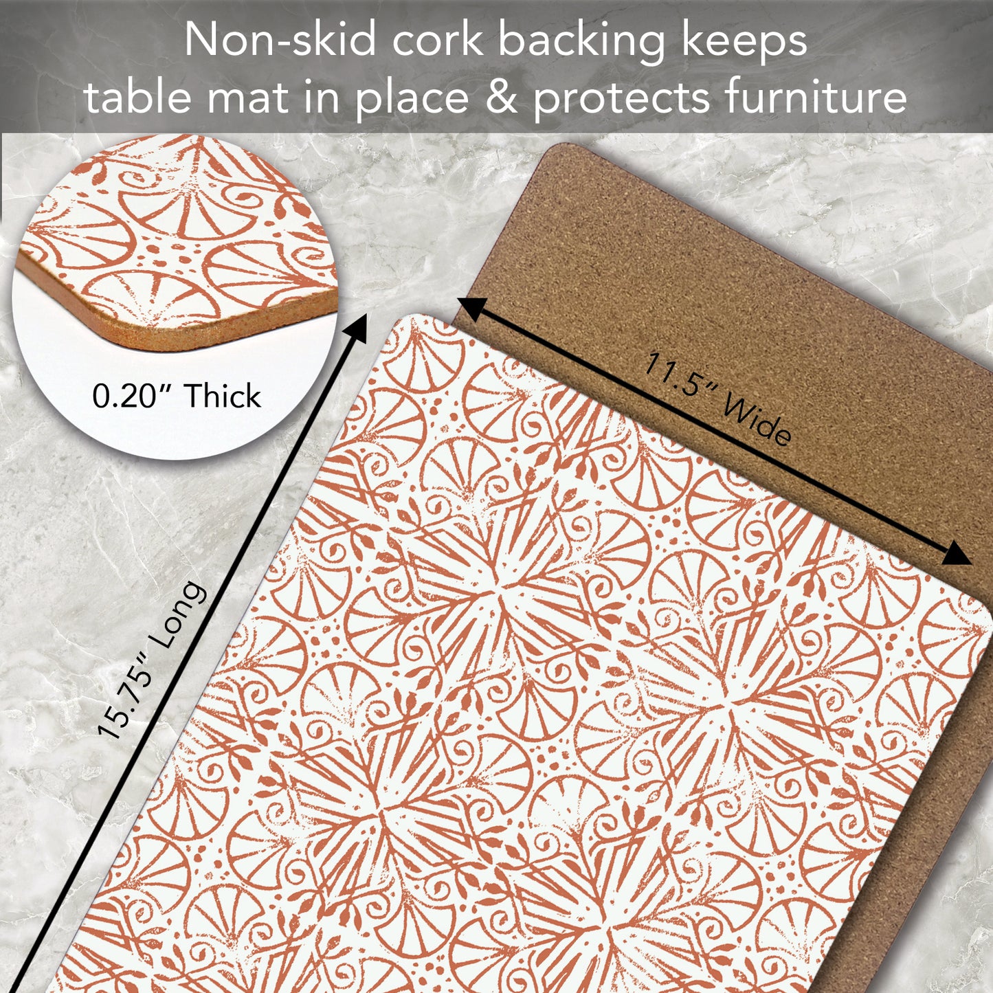 CounterArt Mohave Light Premium Decorative Hardboard Tabletop Placemats 4-Pack Manufactured in The USA Heat Tolerant and Easily Wipes Clean