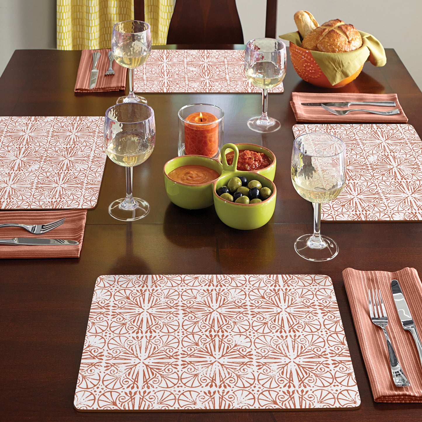CounterArt Mohave Light Premium Decorative Hardboard Tabletop Placemats 4-Pack Manufactured in The USA Heat Tolerant and Easily Wipes Clean