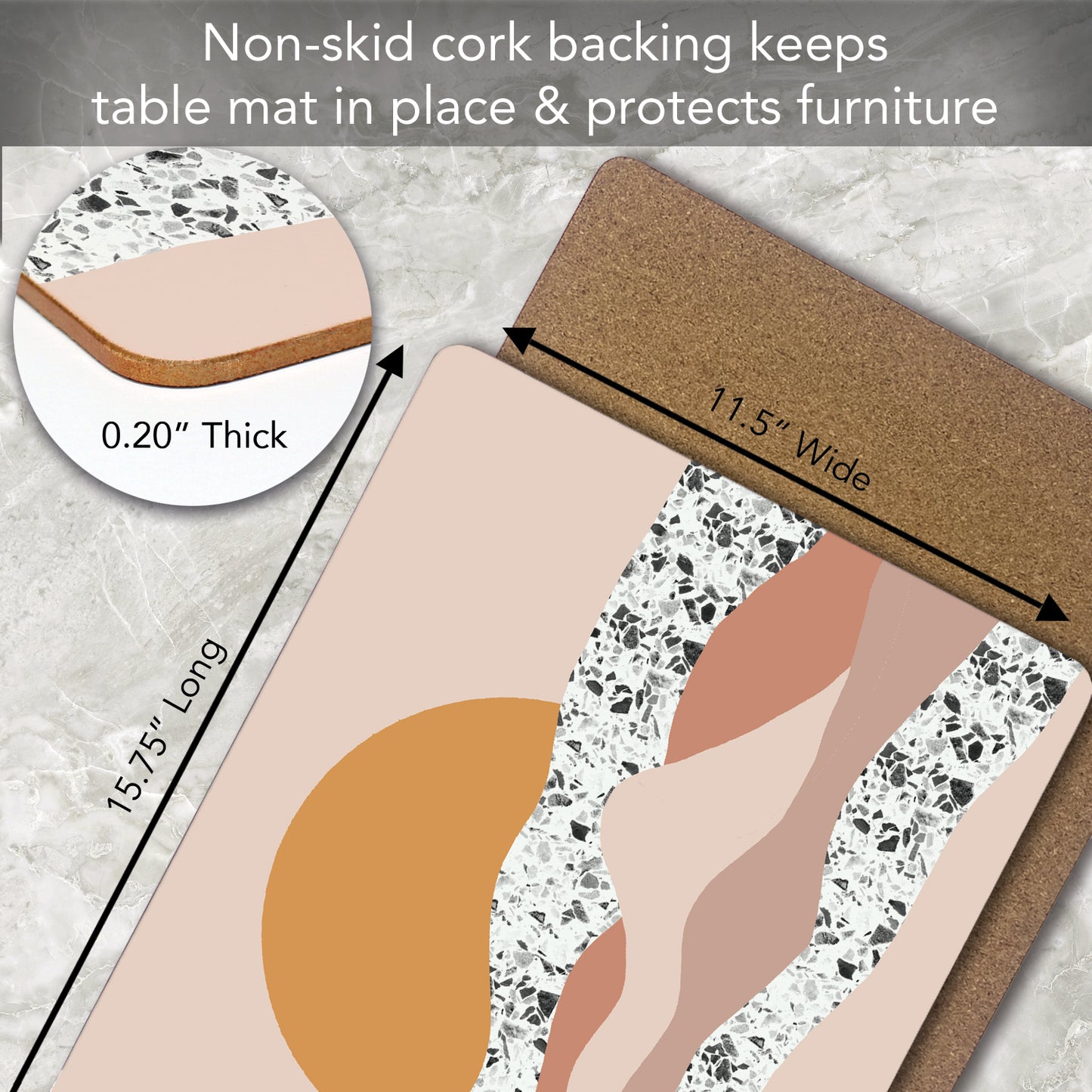 CounterArt Mohave Sunrise Premium Decorative Hardboard Tabletop Placemats 4-Pack Manufactured in The USA Heat Tolerant and Easily Wipes Clean