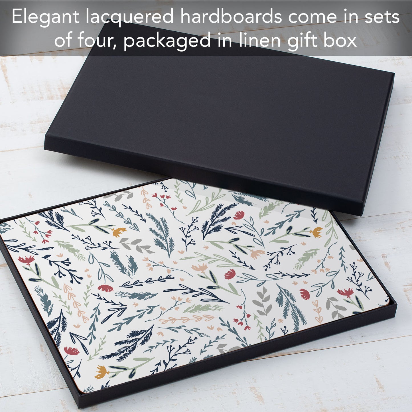 CounterArt Meadow Field Premium Decorative Hardboard Tabletop Placemats 4-Pack Manufactured in The USA Heat Tolerant and Easily Wipes Clean