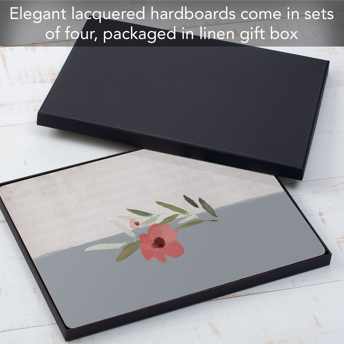 Meadow Flower Premium Decorative Hardboard Tabletop Placemats 4 Pack Manufactured in the USA