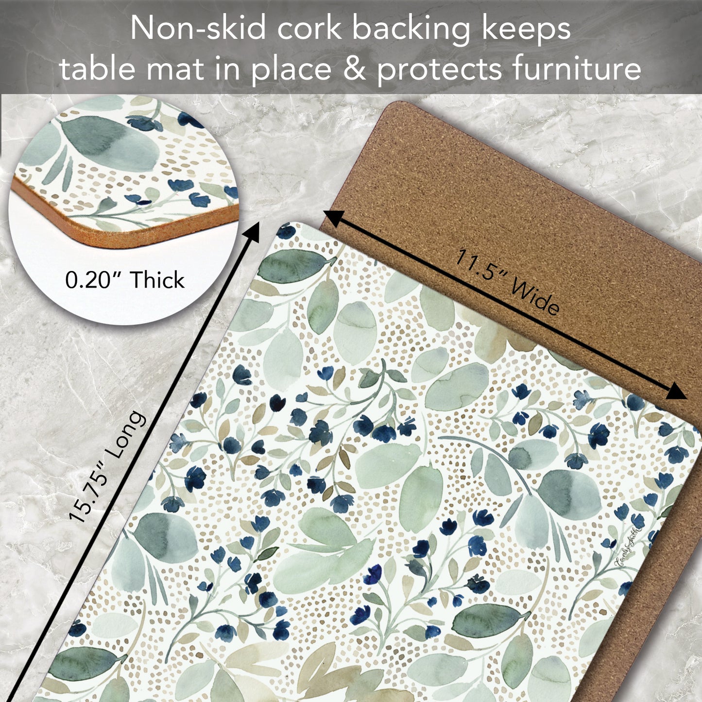 Blooming Soon Premium 4 Pack Boxed Hardboard Tabletop Placemats Manufactured in the USA