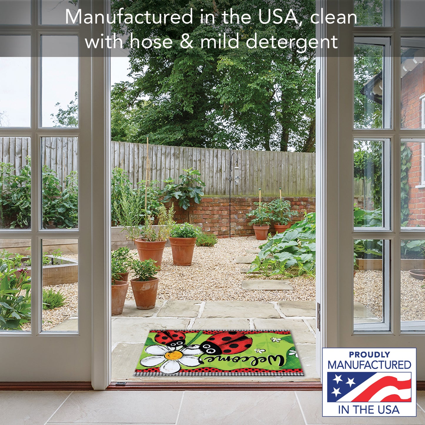 Counterart Ladybug Welcome Indoor/Outdoor Entryway Floor Mat Manufactured in the USA 29.5" by 17.75"