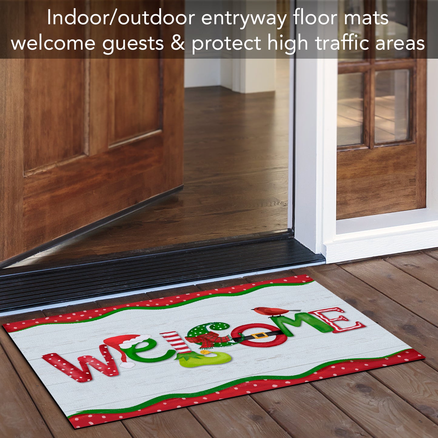 Counterart Christmas Welcome Indoor/Outdoor Entryway Mat Made in the USA 29.5" by 17.75"