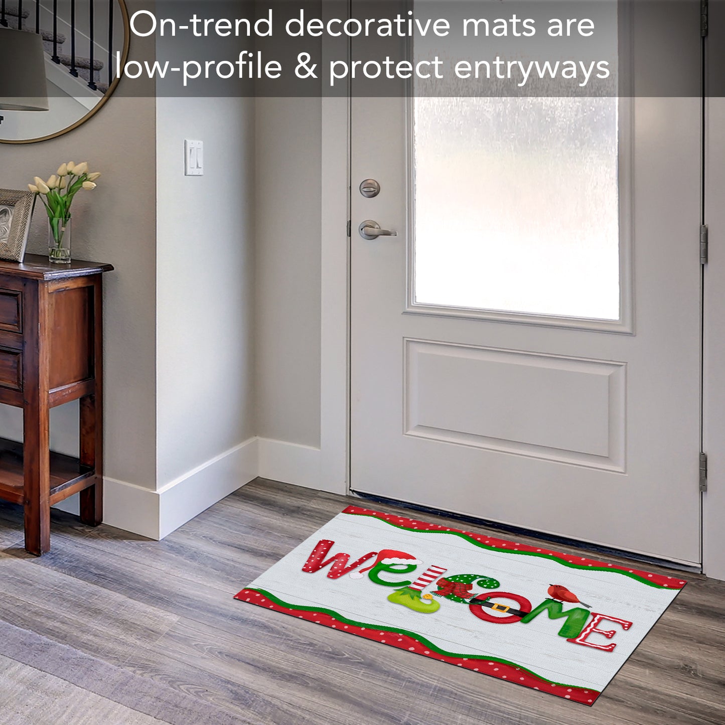 Counterart Christmas Welcome Indoor/Outdoor Entryway Mat Made in the USA 29.5" by 17.75"