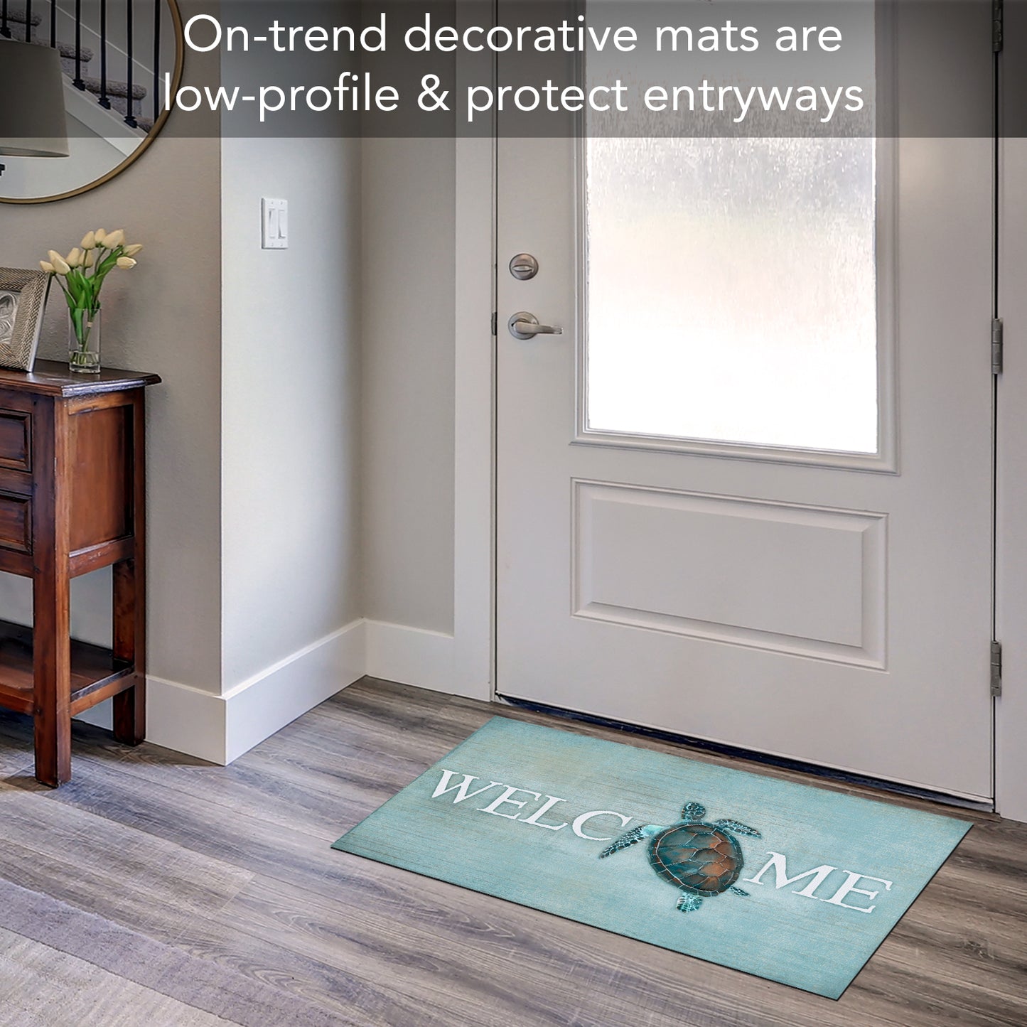 Counterart Sea Turtle Welcome Indoor/Outdoor Entryway Welcome Mat 29.5" by 17.75"