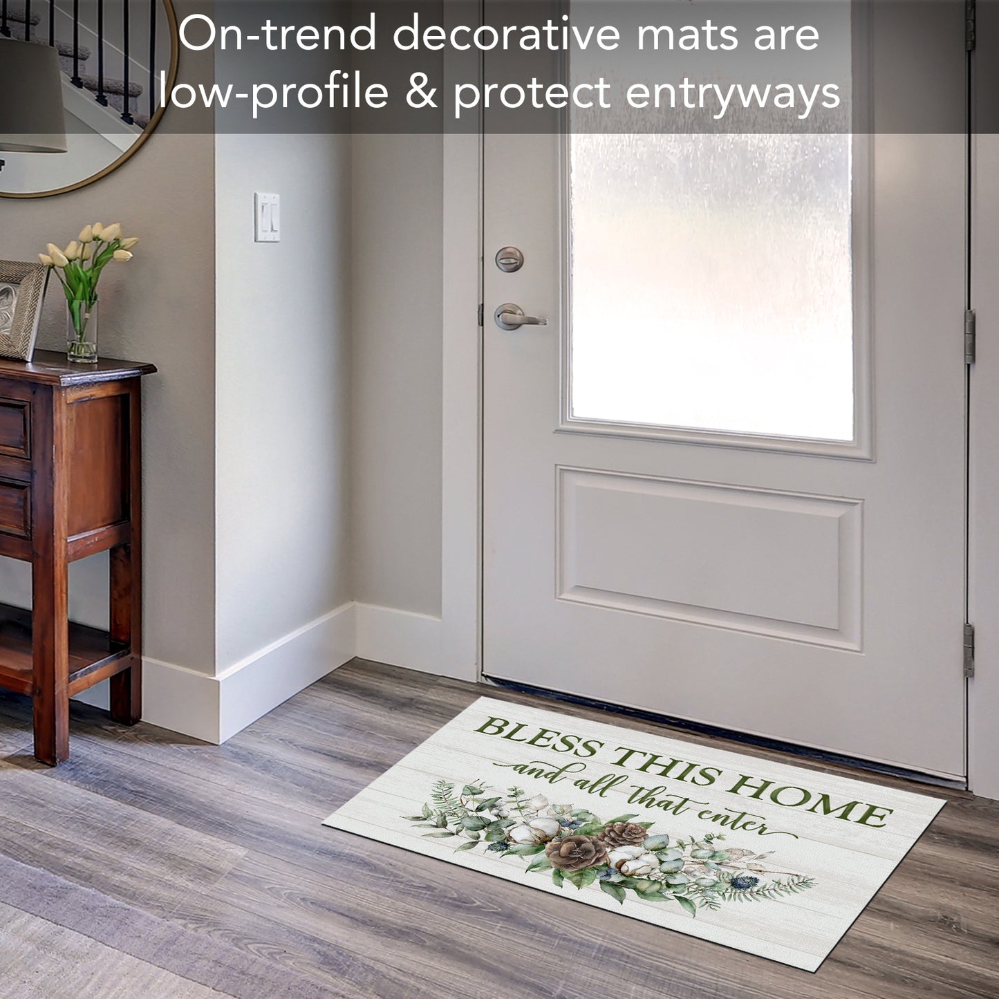 Counterart Bless This Home Winter Indoor/Outdoor Entryway Mat Made in the USA 29.5" by 17.75"