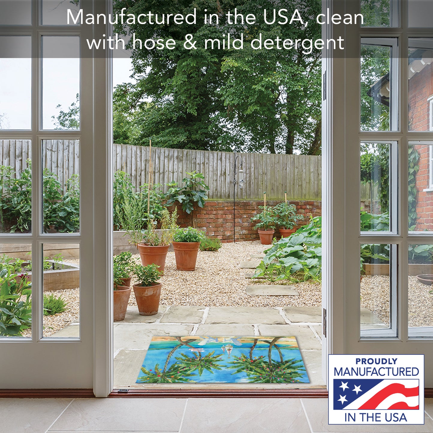 Counterart Holiday Palms Indoor/Outdoor Entryway Floor Mat Manufactured in the USA 29.5" by 17.75"
