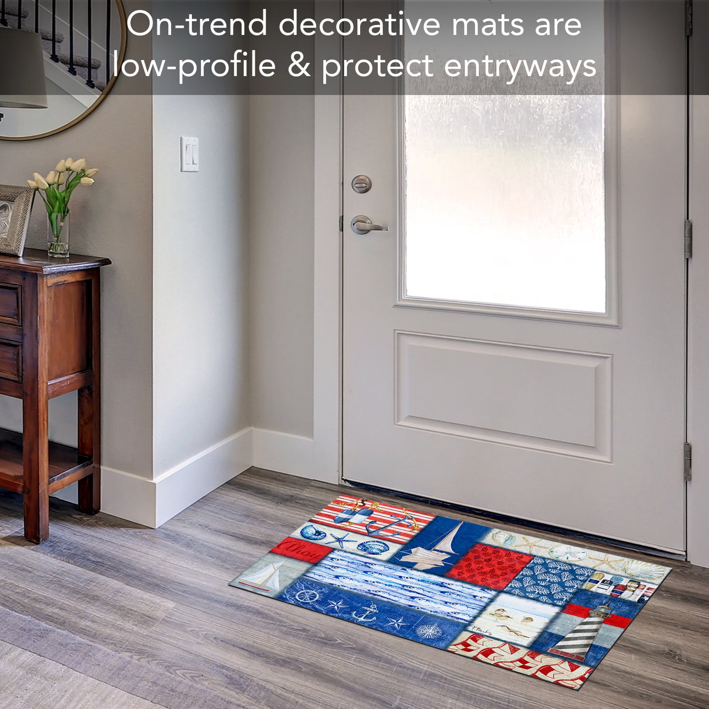 Counterart Nautical Fragment Indoor/Outdoor Entryway Floor Mat Manufactured in the USA 29.5" by 17.75"