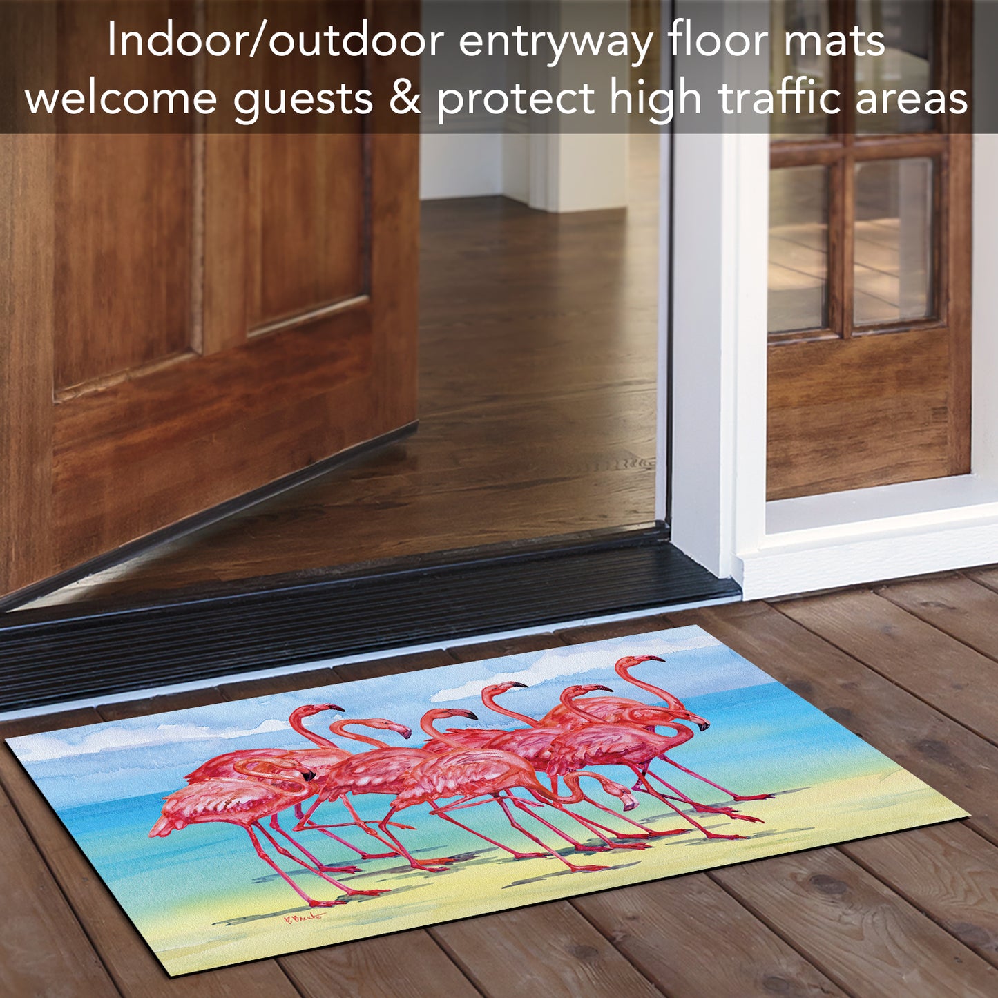 Counterart Flamingo Horizons Indoor/Outdoor Entryway Floor Mat Manufactured in the USA 29.5" by 17.75"