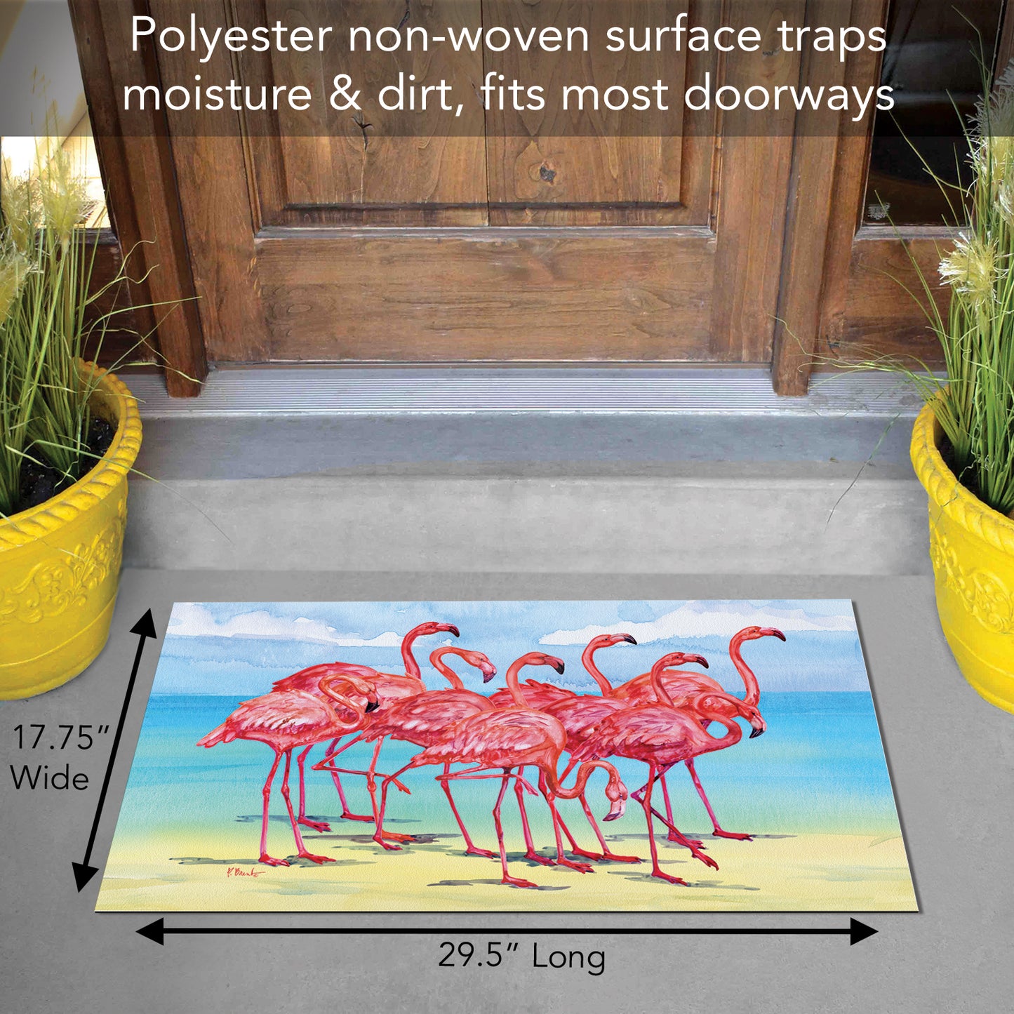 Counterart Flamingo Horizons Indoor/Outdoor Entryway Floor Mat Manufactured in the USA 29.5" by 17.75"