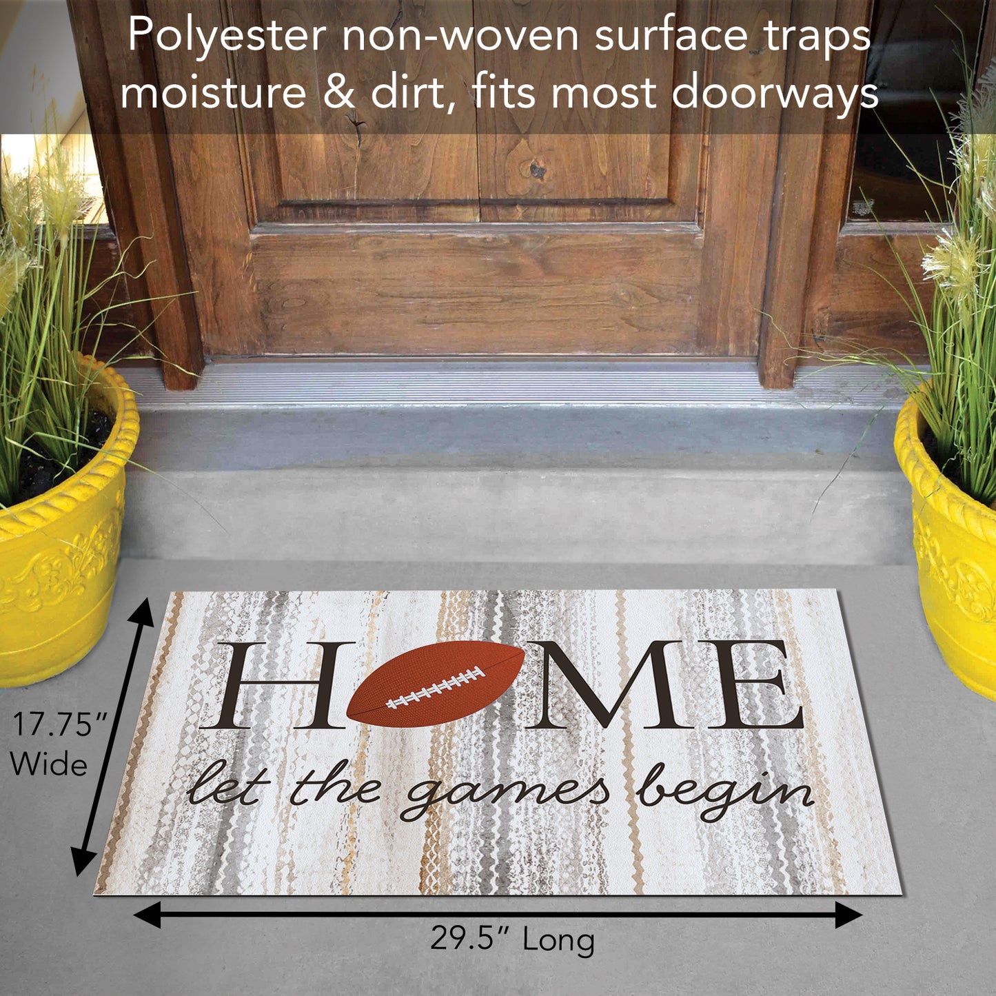 Counterart Football Season Indoor/Outdoor Entryway Floor Mat Manufactured in the USA 29.5" by 17.75"